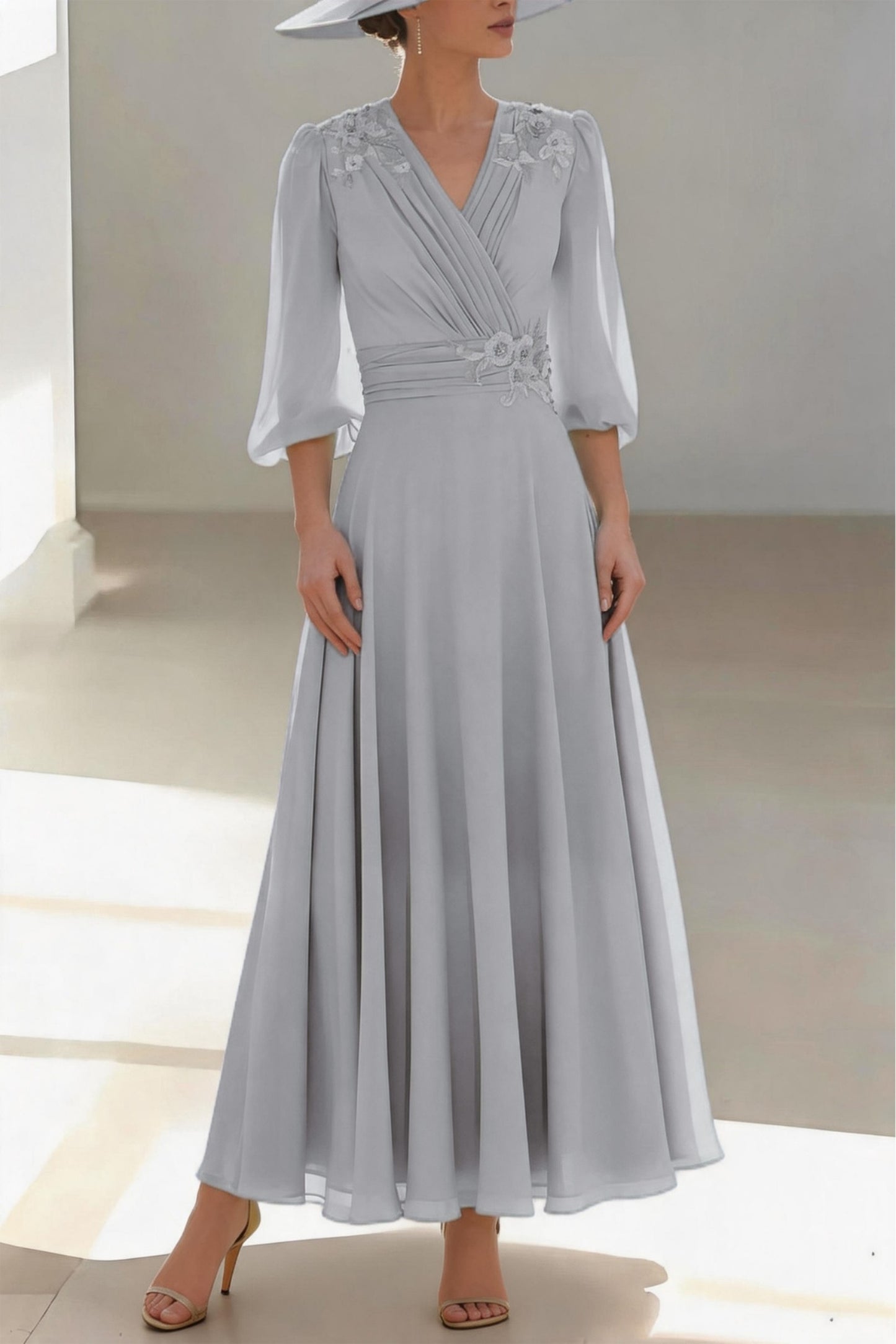 A-Line Ankle Length Chiffon Mother of the Bride Dress CM0455