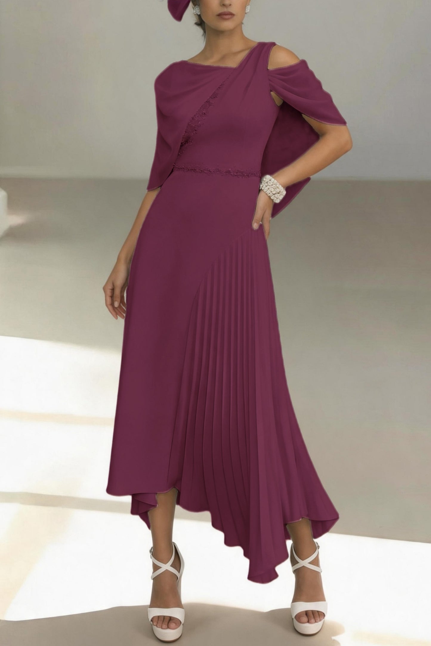 Sheath-Column Ankle Length Chiffon Mother of the Bride Dress CM0456