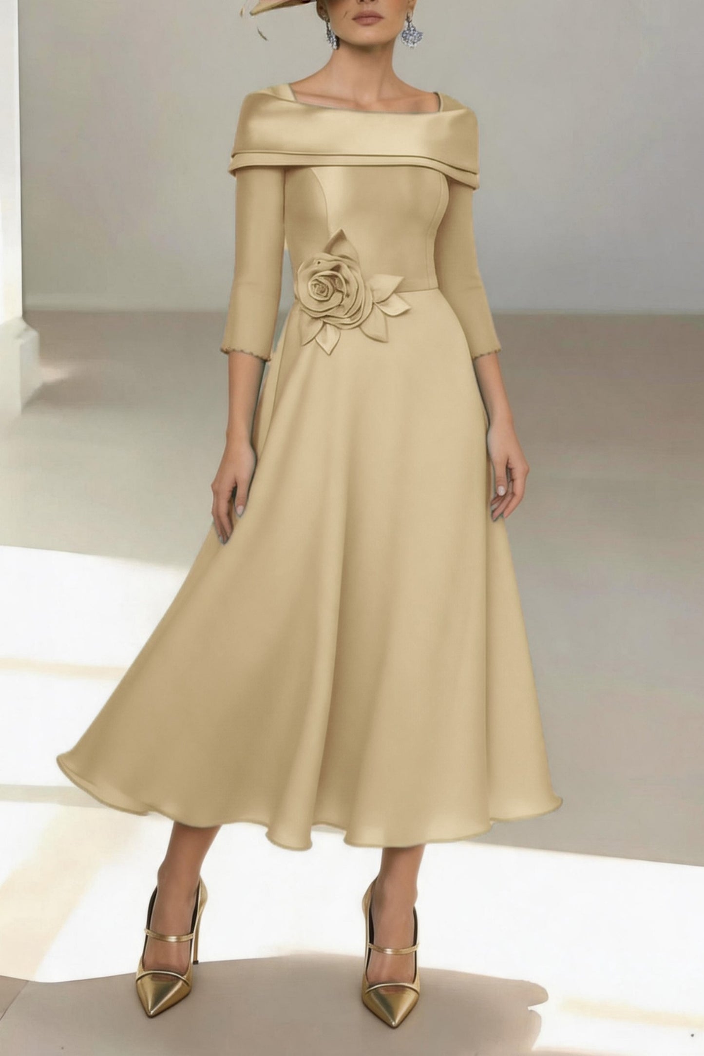 A-Line Ankle Length Satin Mother of the Bride Dress CM0459