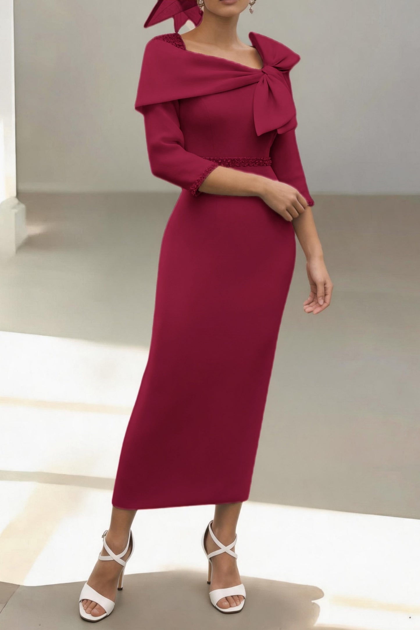 Sheath-Column Ankle Length Satin Mother of the Bride Dress CM0460