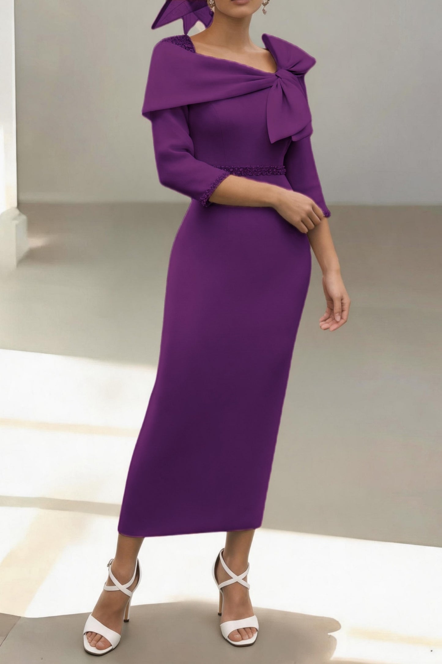 Sheath-Column Ankle Length Satin Mother of the Bride Dress CM0460