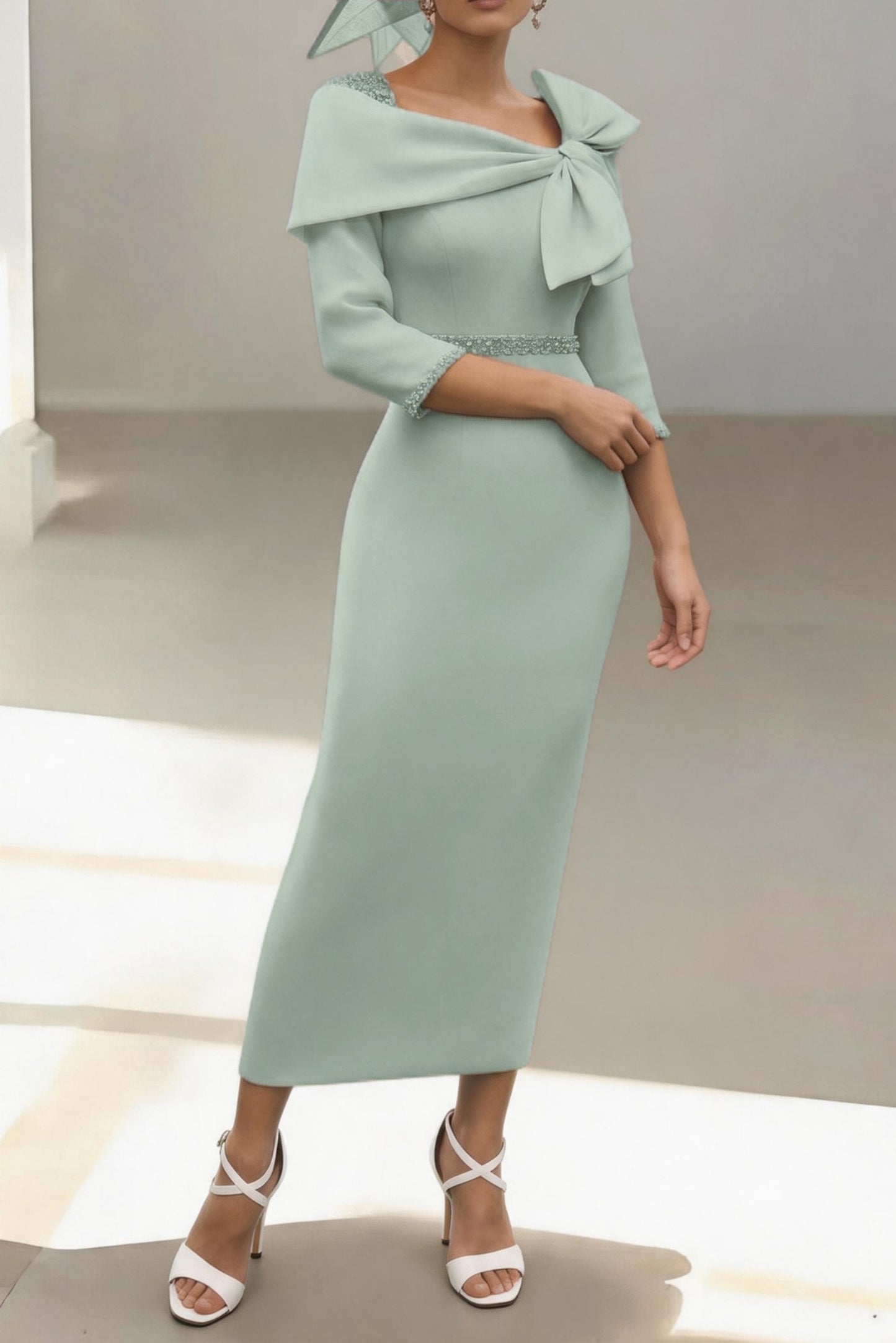 Sheath-Column Ankle Length Satin Mother of the Bride Dress CM0460