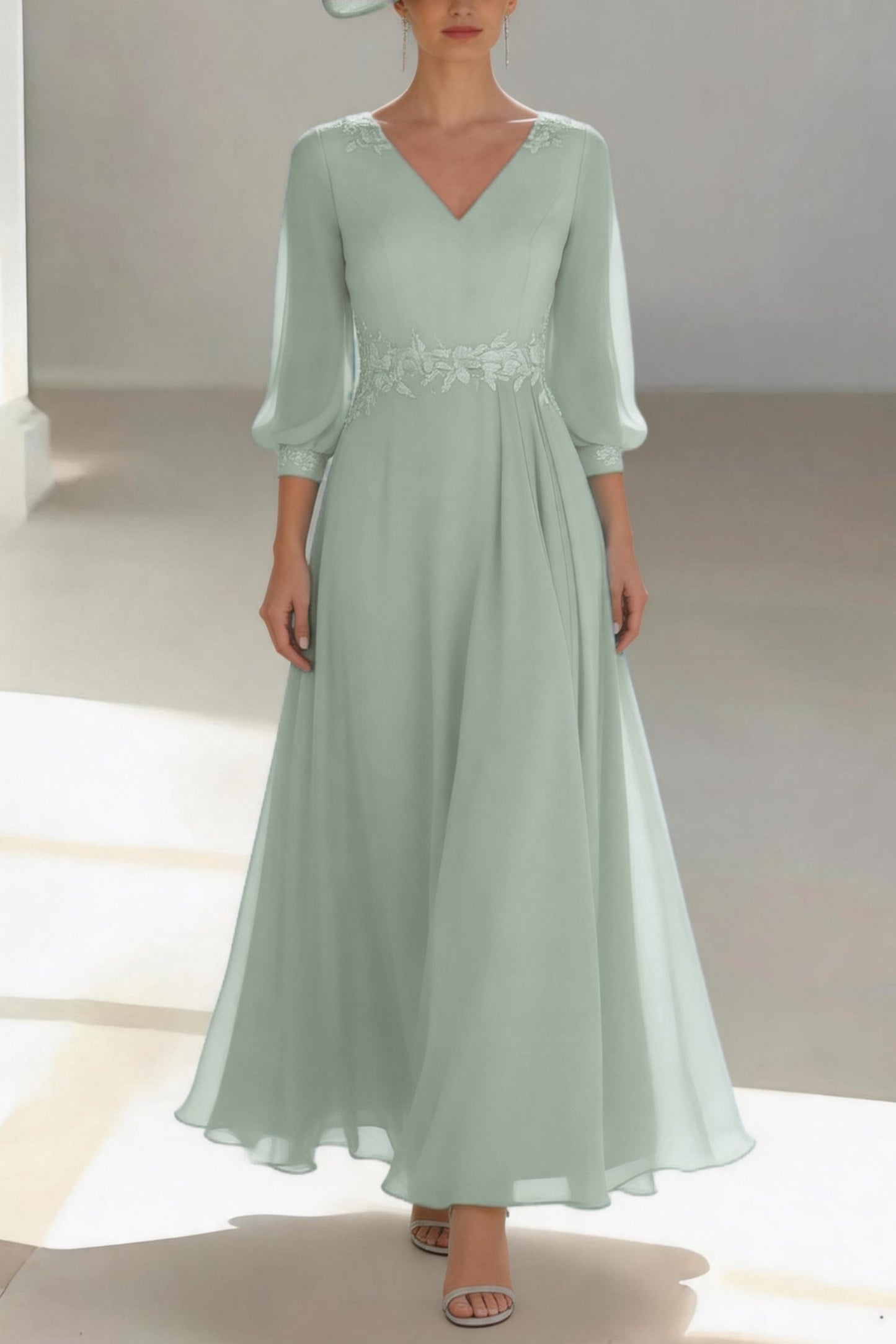 A-Line Ankle Length Chiffon Mother of the Bride Dress CM0461