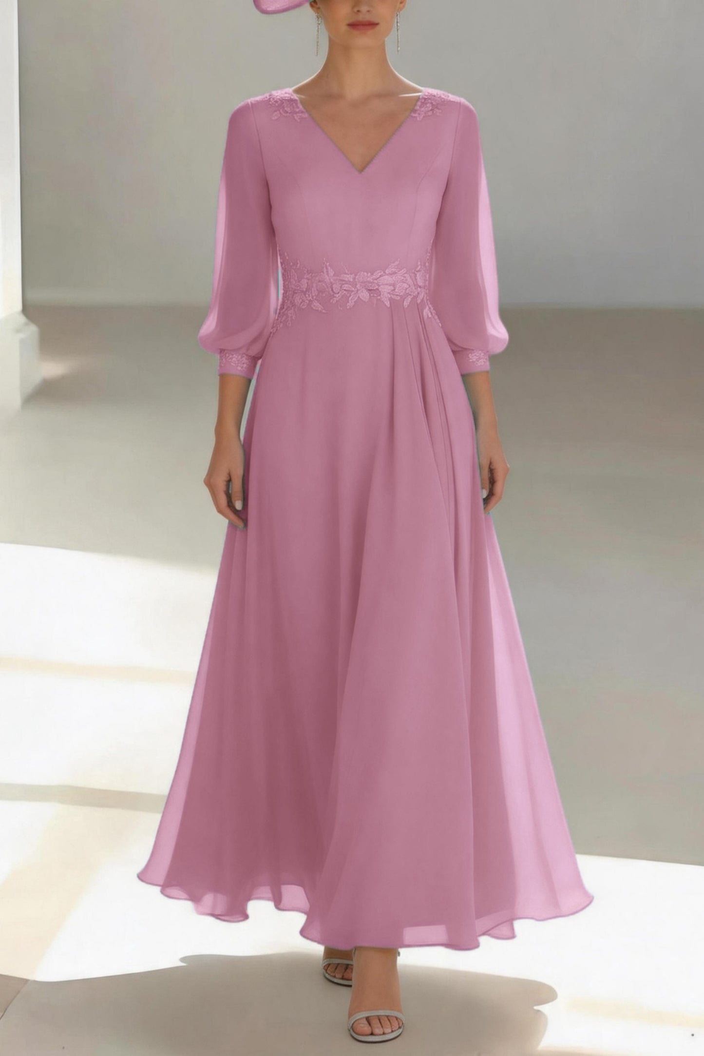A-Line Ankle Length Chiffon Mother of the Bride Dress CM0461