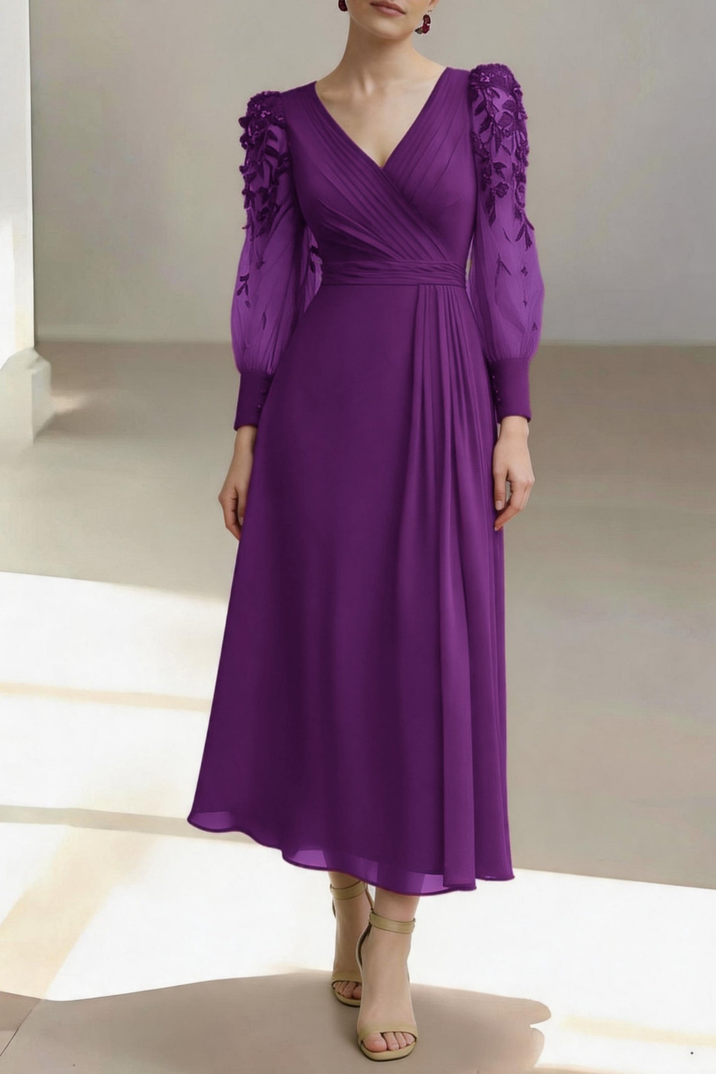 Sheath-Column Ankle Length Chiffon Mother of the Bride Dress CM0462