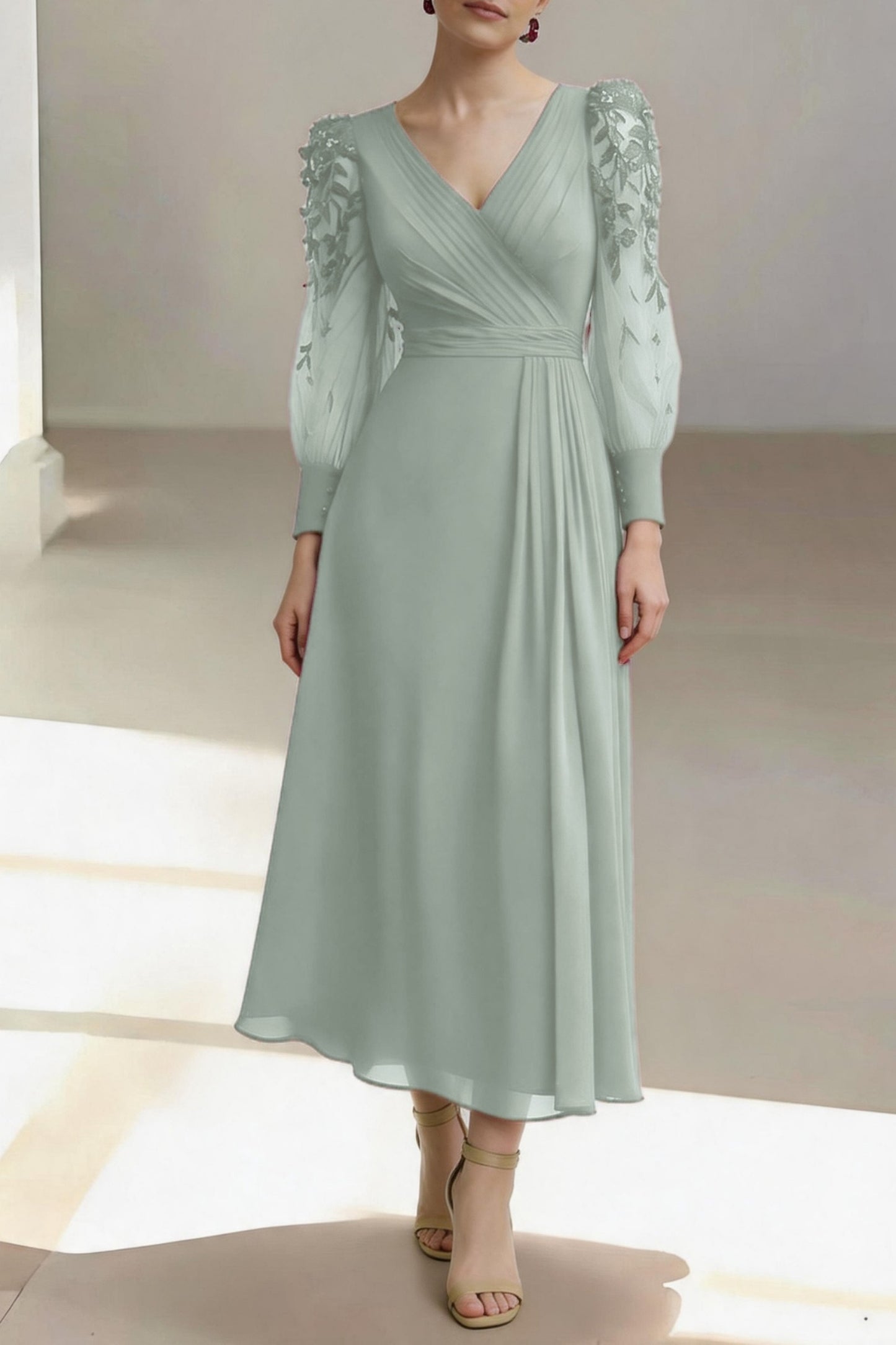 Sheath-Column Ankle Length Chiffon Mother of the Bride Dress CM0462