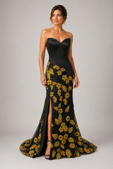 Trumpet-Mermaid Sweep-Brush Train Stretch Satin Mother of the Bride Dress CM0465
