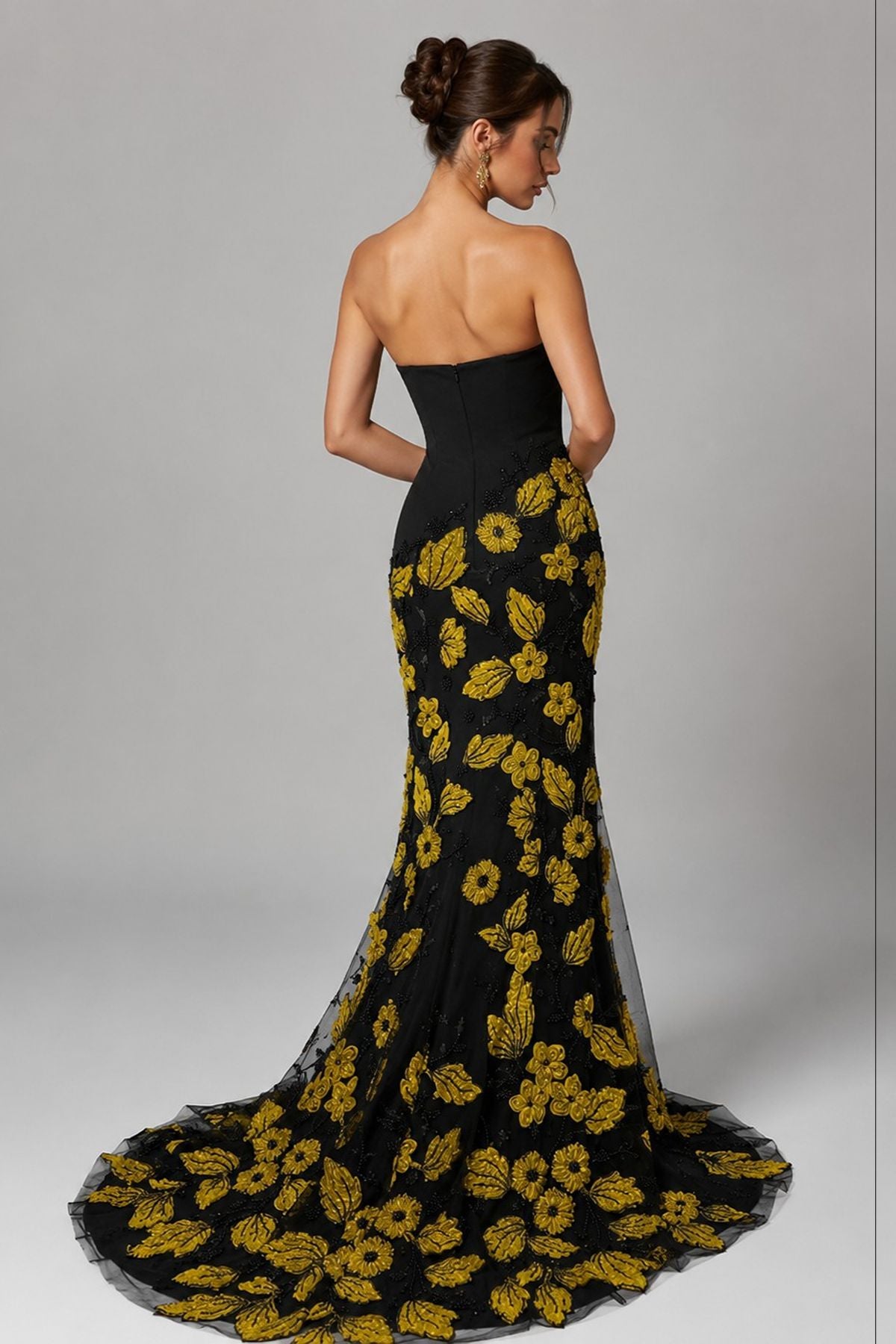 Trumpet-Mermaid Sweep-Brush Train Stretch Satin Mother of the Bride Dress CM0465