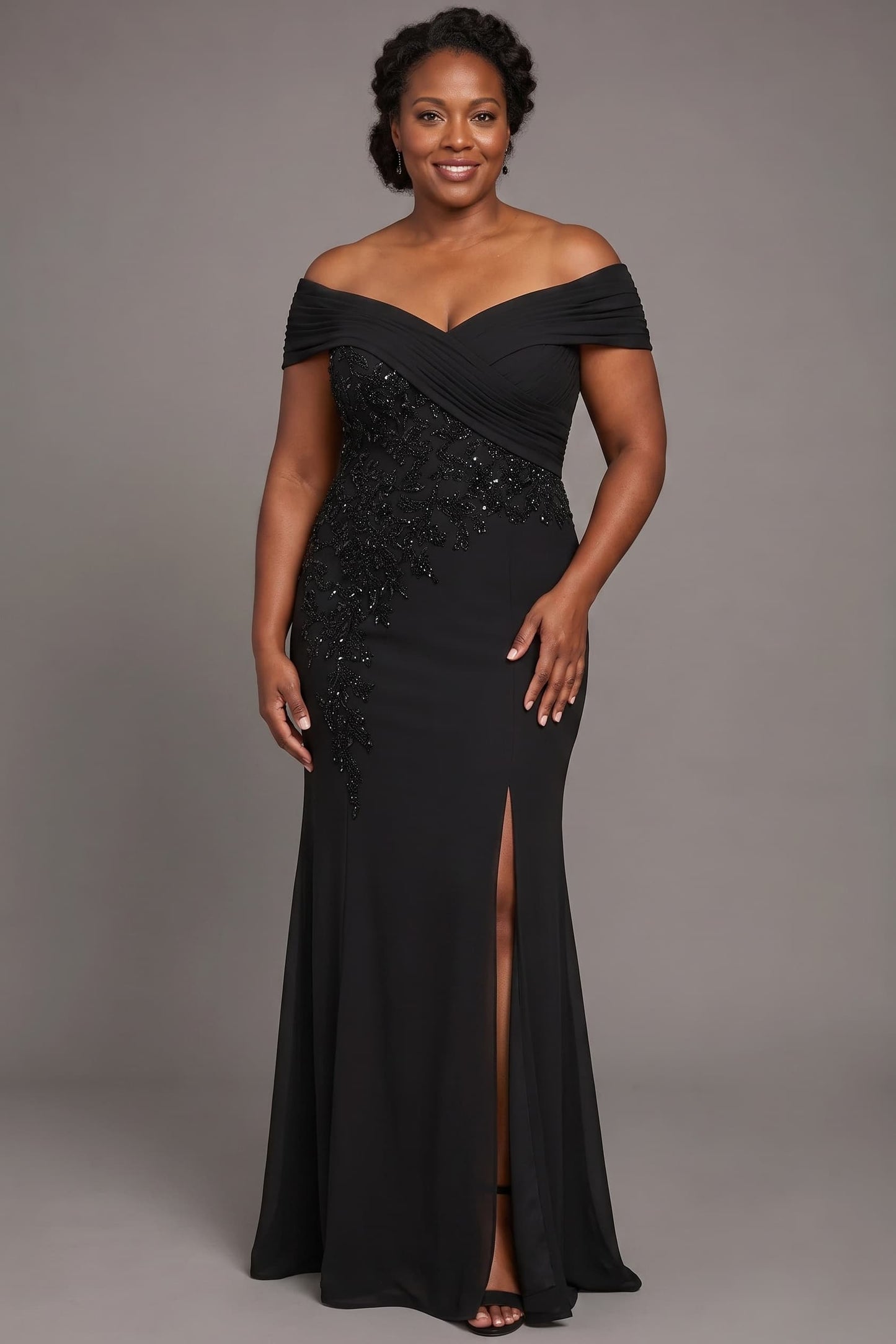 Sheath-Column Floor Length Chiffon Stretch Satin Mother of the Bride Dress CM0468