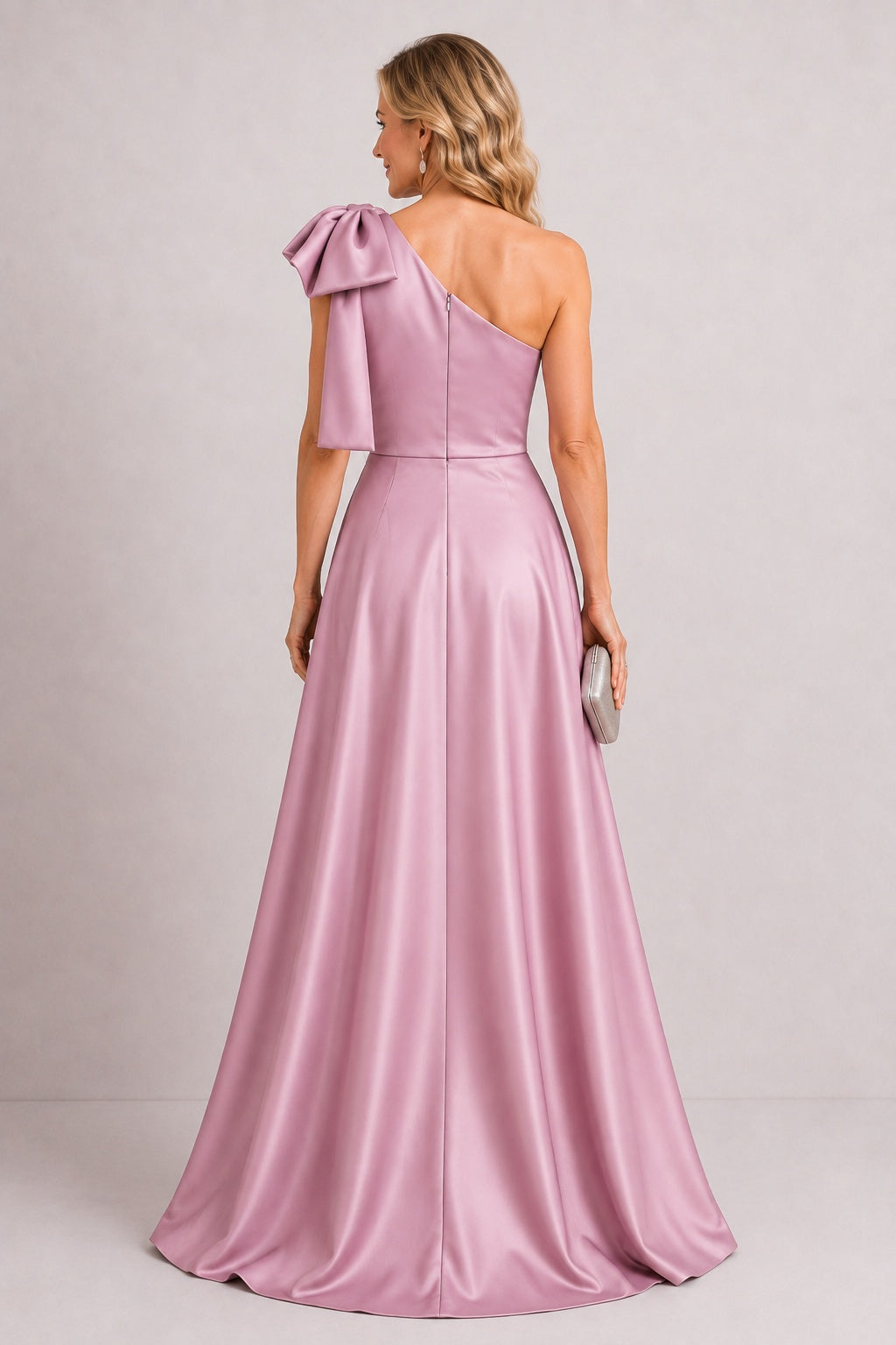 A-Line Floor Length Satin Lace Mother of the Bride Dress CM0470