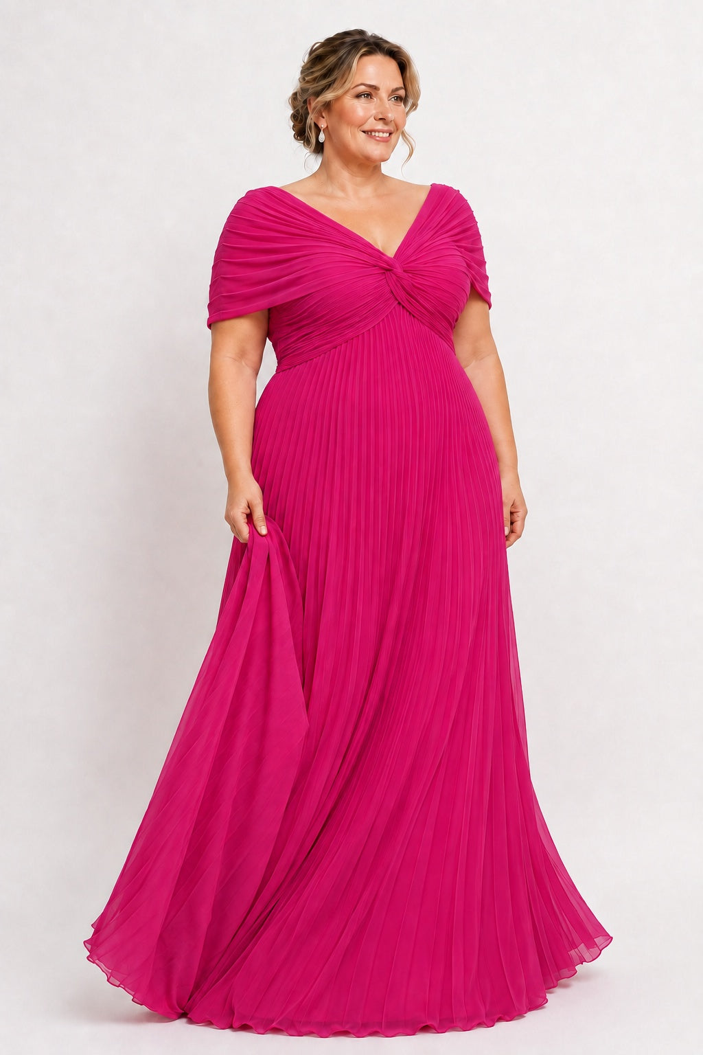 A-Line Floor Length Chiffon Mother of the Bride Dress CM0473 - Hot Pink - COCOMELODY