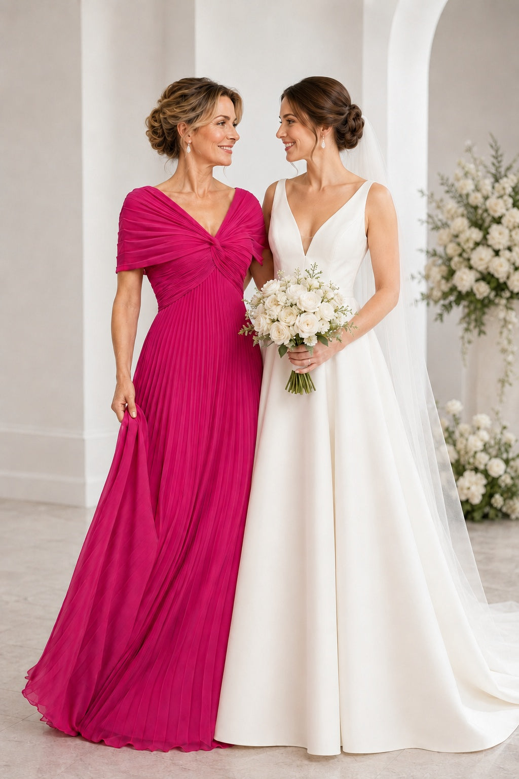 A-Line Floor Length Chiffon Mother of the Bride Dress CM0473 - Hot Pink - COCOMELODY