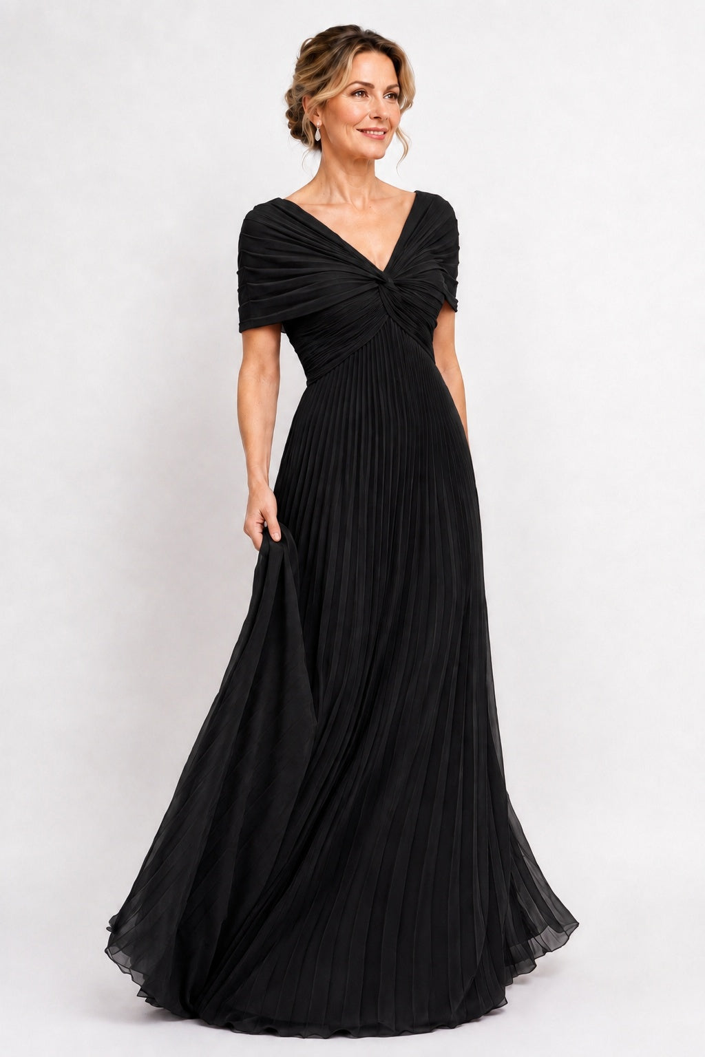 A-Line Floor Length Chiffon Mother of the Bride Dress CM0473 - Black - COCOMELODY