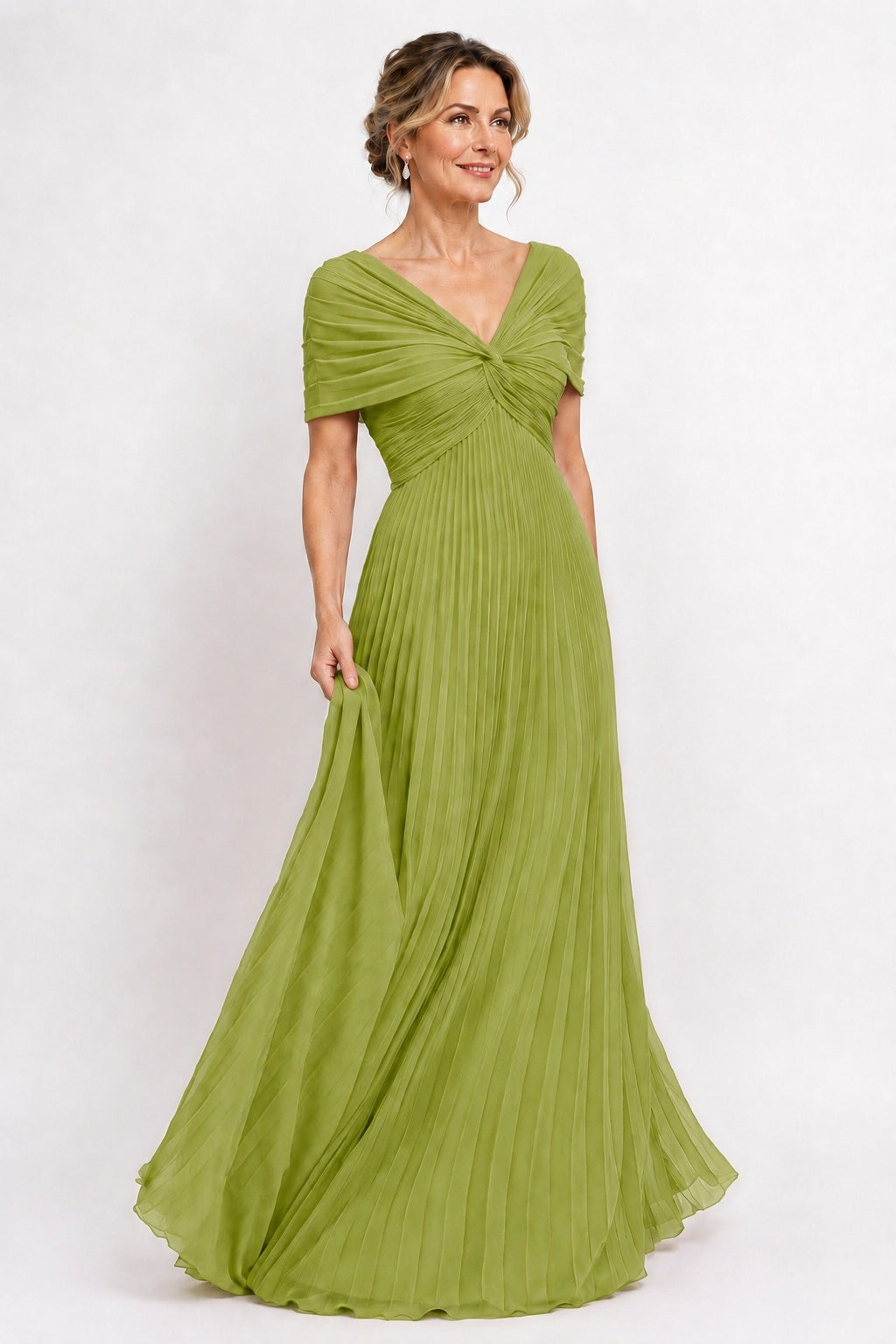 A-Line Floor Length Chiffon Mother of the Bride Dress CM0473 - Daiquiri Green - COCOMELODY