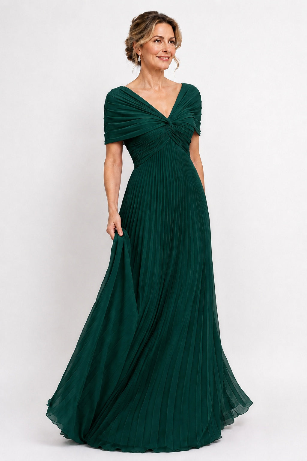 A-Line Floor Length Chiffon Mother of the Bride Dress CM0473 - Hunter Green - COCOMELODY