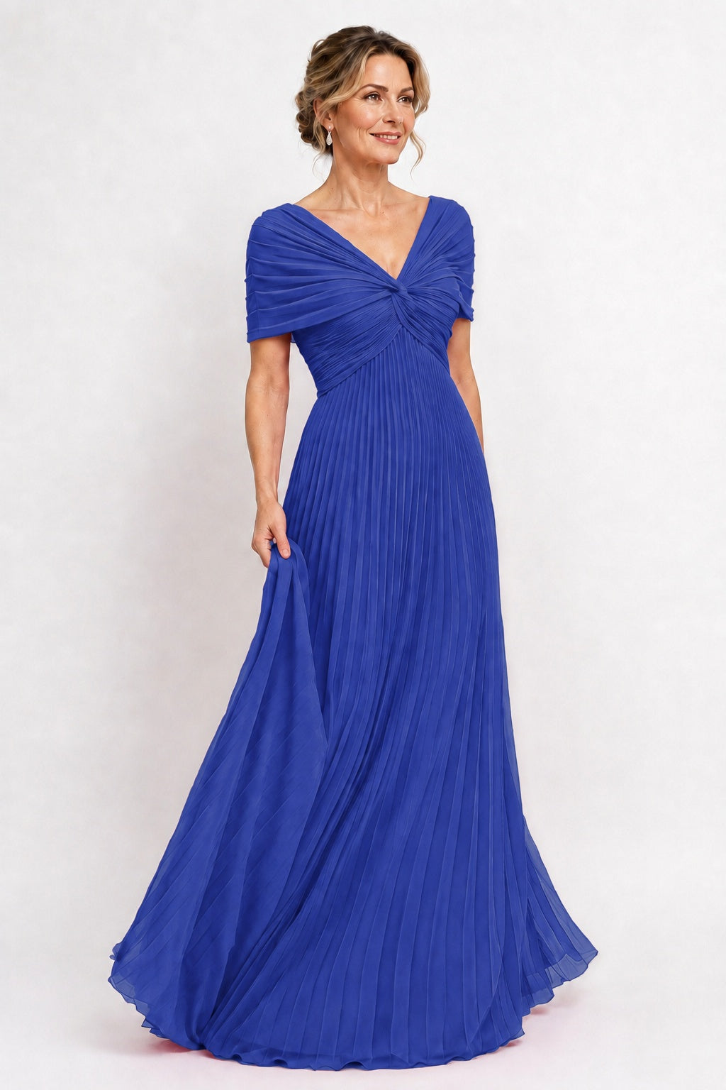 A-Line Floor Length Chiffon Mother of the Bride Dress CM0473 - Princess Blue - COCOMELODY
