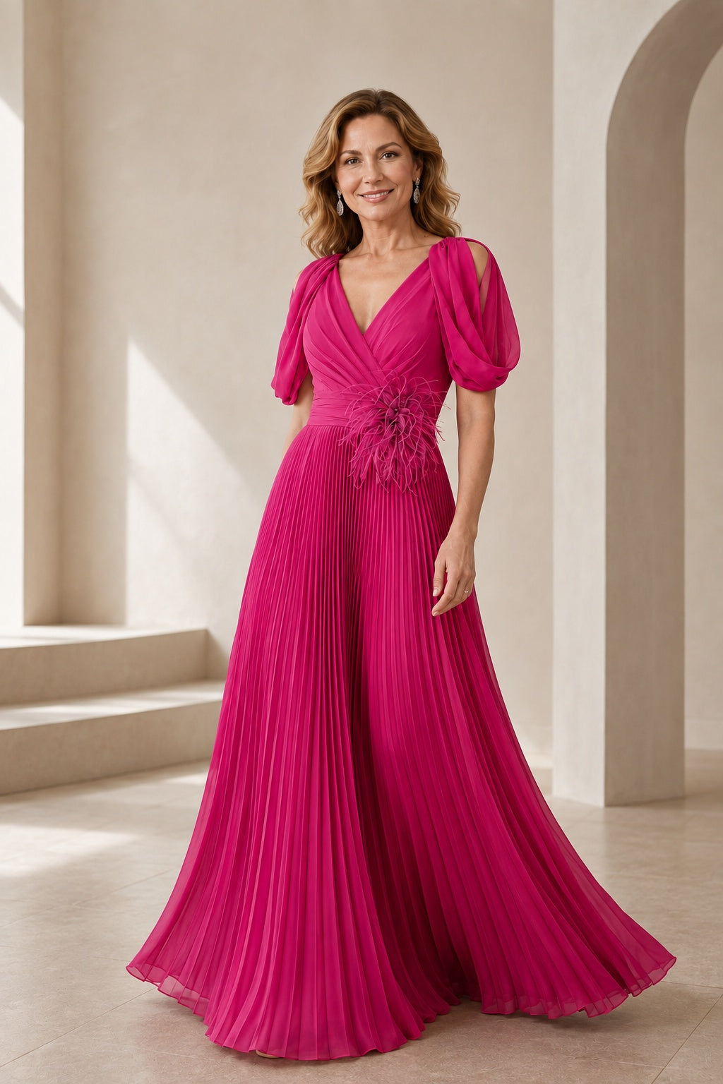 A-Line Floor Length Chiffon Mother of the Bride Dress CM0474