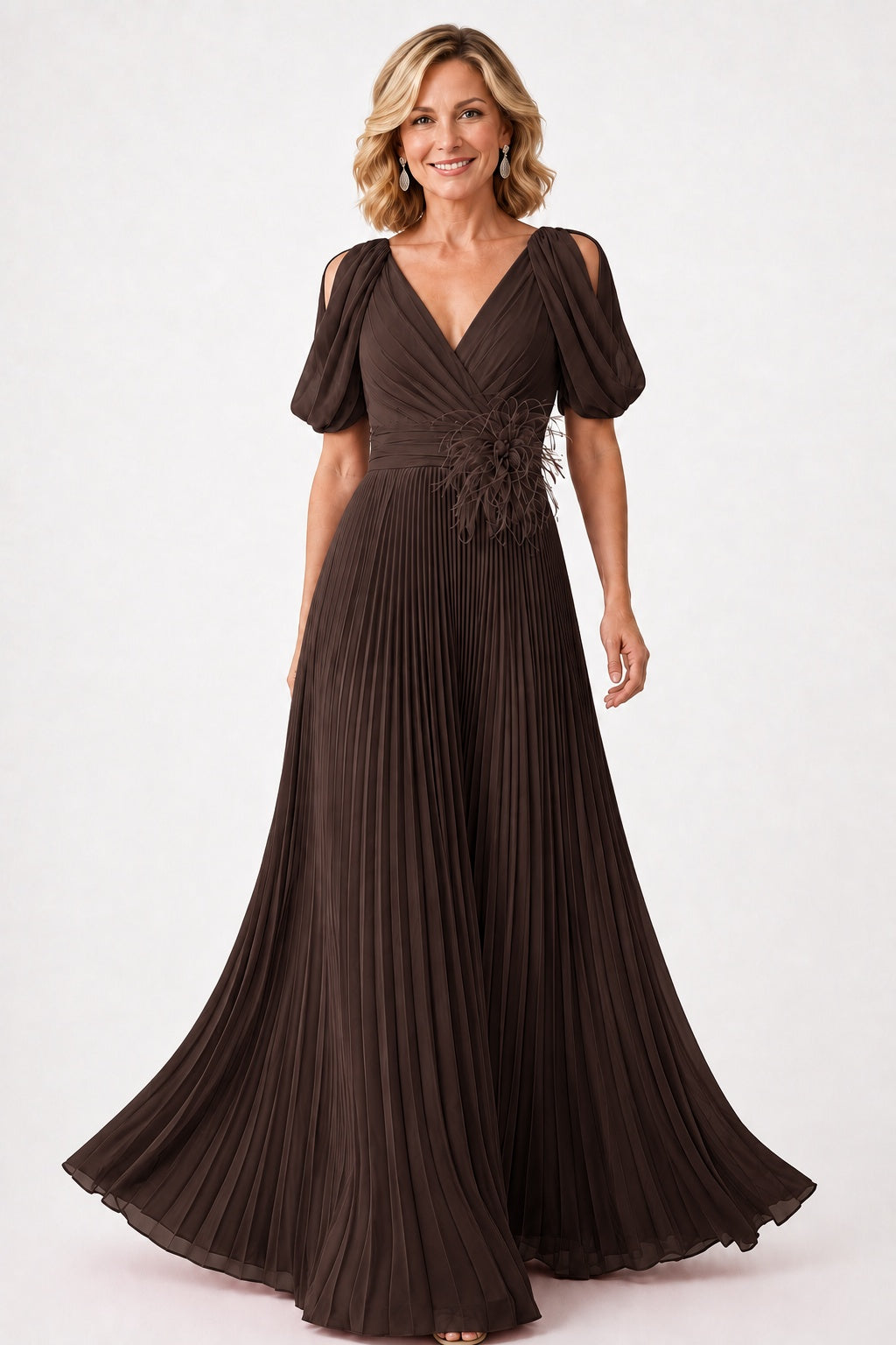 A-Line Floor Length Chiffon Mother of the Bride Dress CM0474