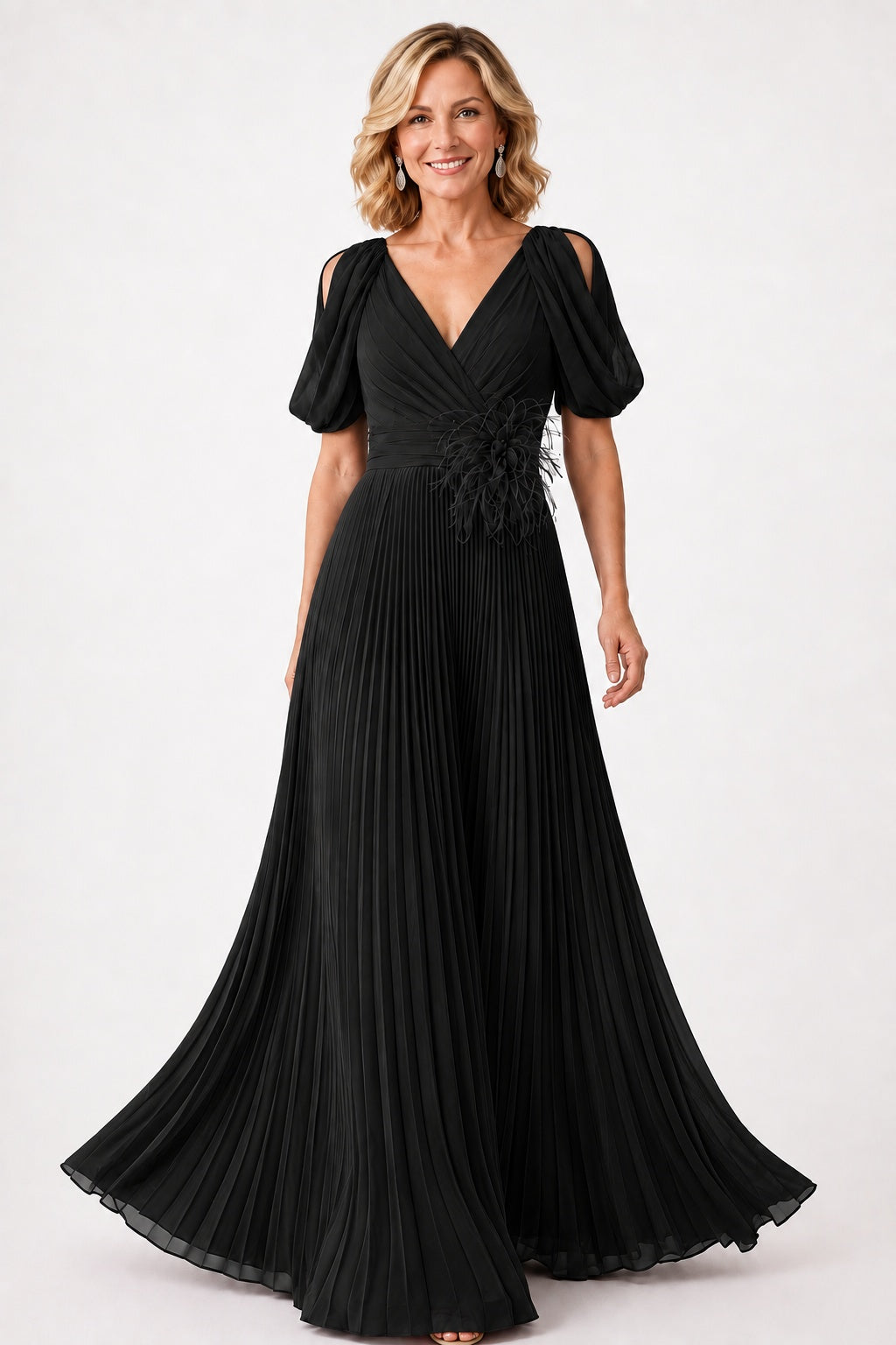 A-Line Floor Length Chiffon Mother of the Bride Dress CM0474