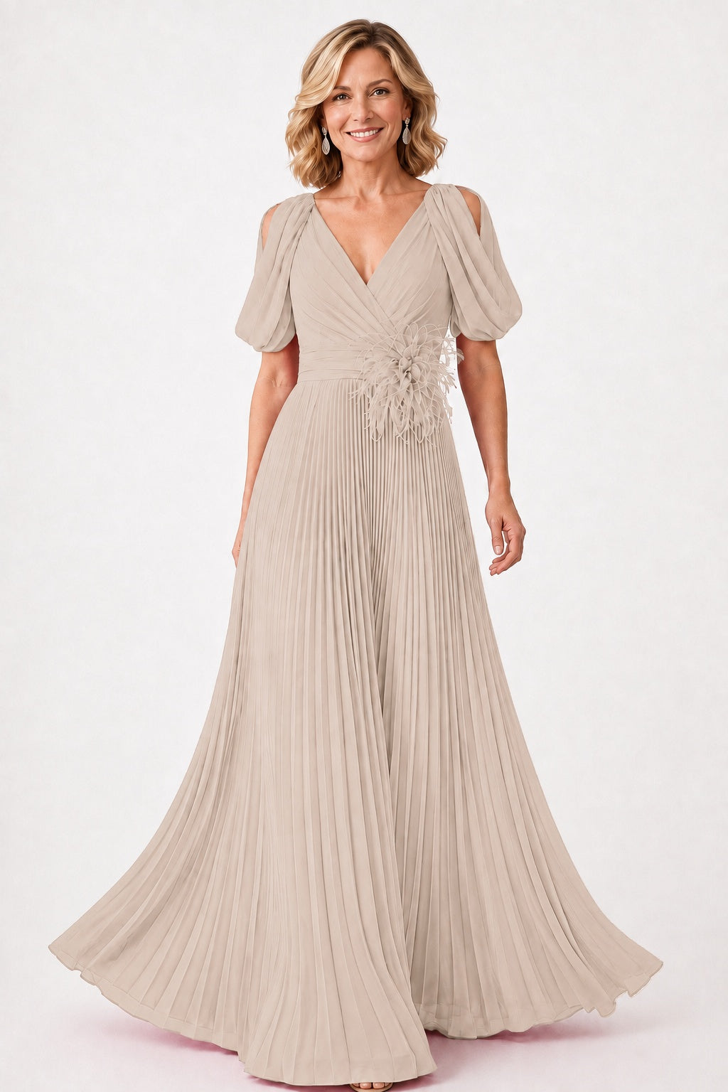 A-Line Floor Length Chiffon Mother of the Bride Dress CM0474