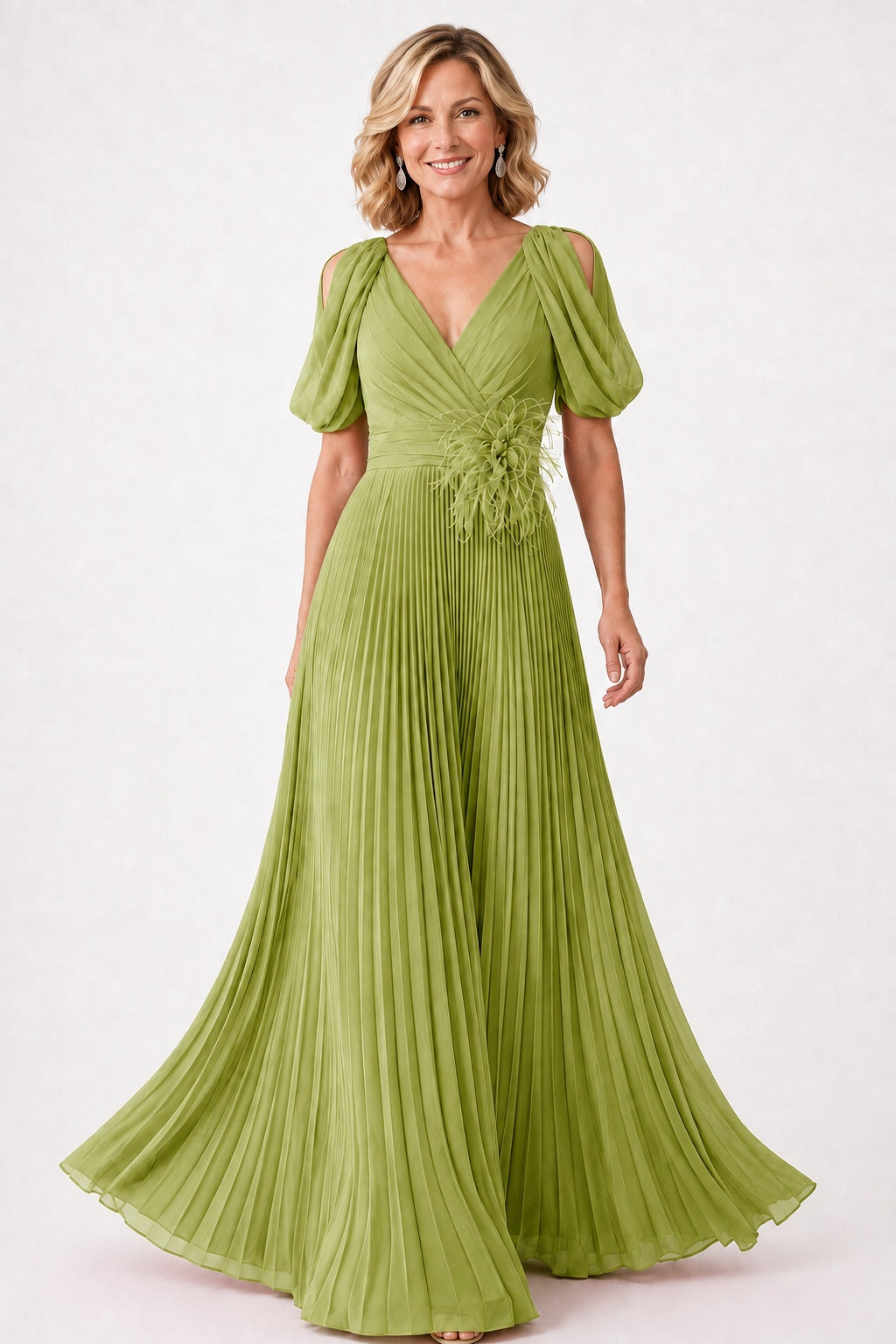 A-Line Floor Length Chiffon Mother of the Bride Dress CM0474