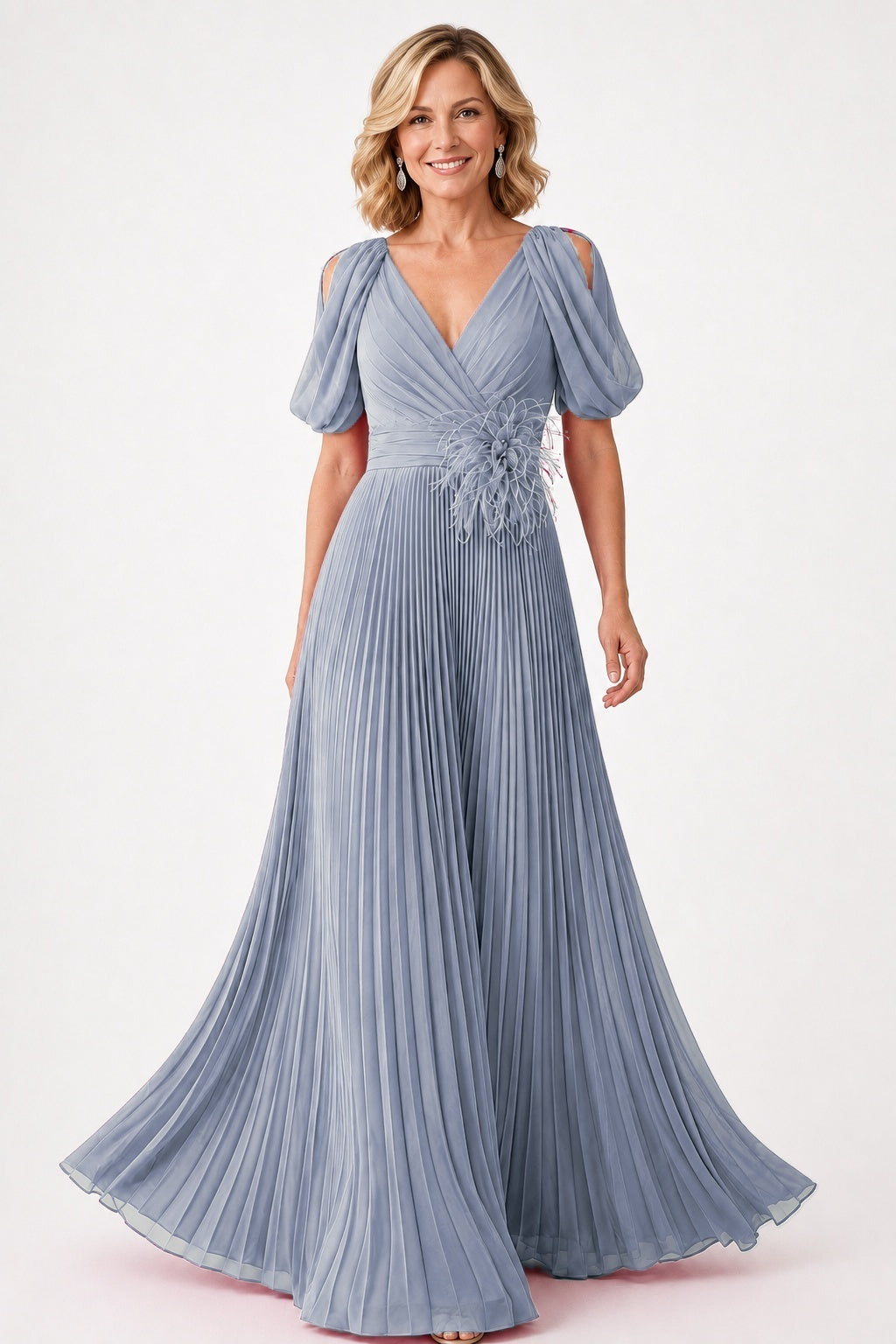 A-Line Floor Length Chiffon Mother of the Bride Dress CM0474