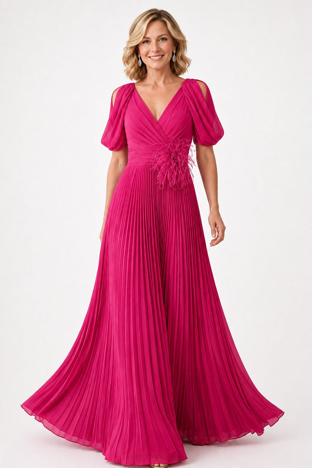 A-Line Floor Length Chiffon Mother of the Bride Dress CM0474