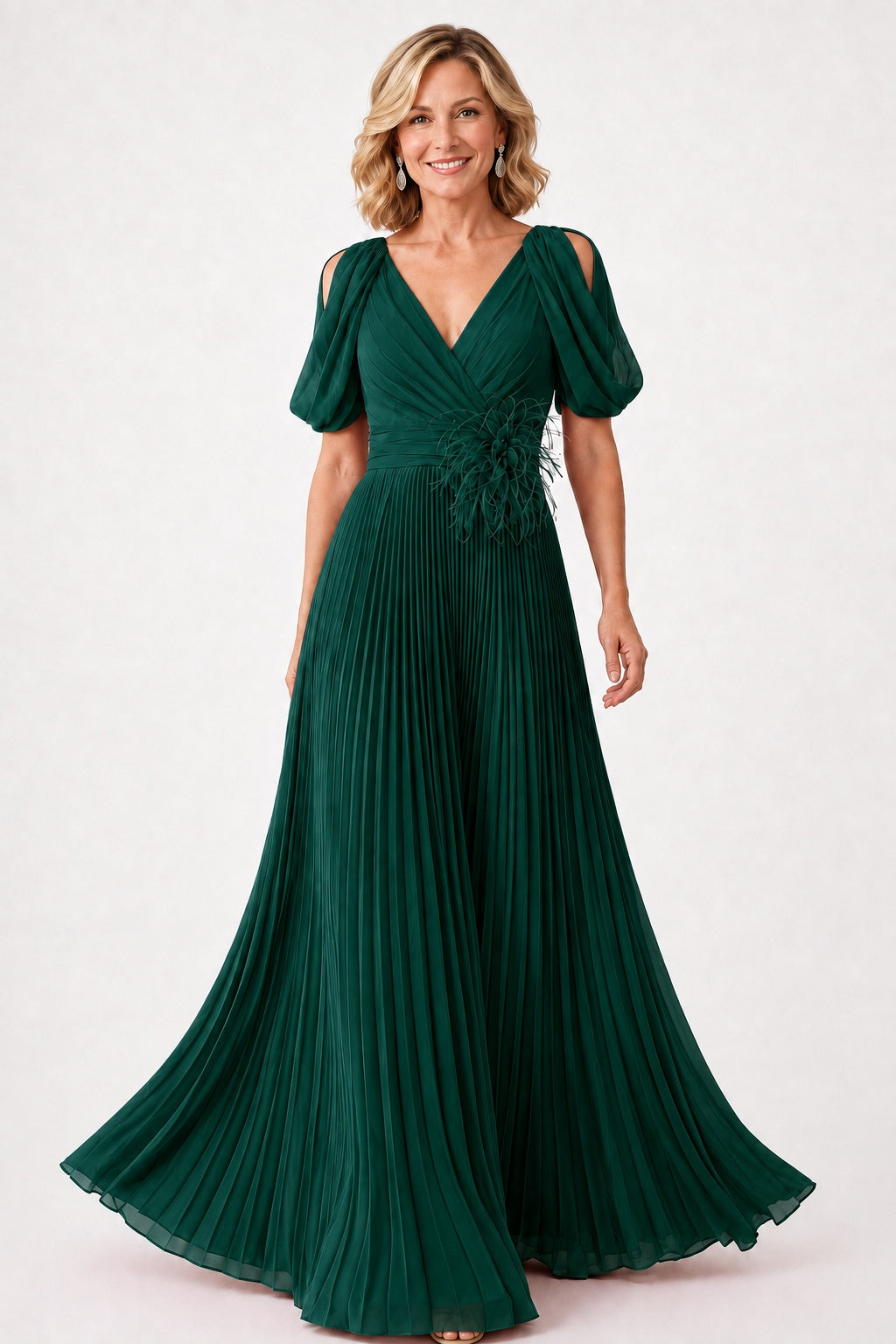 A-Line Floor Length Chiffon Mother of the Bride Dress CM0474