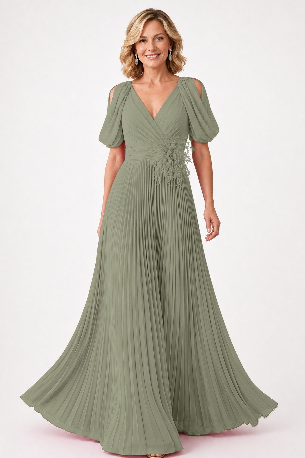 A-Line Floor Length Chiffon Mother of the Bride Dress CM0474