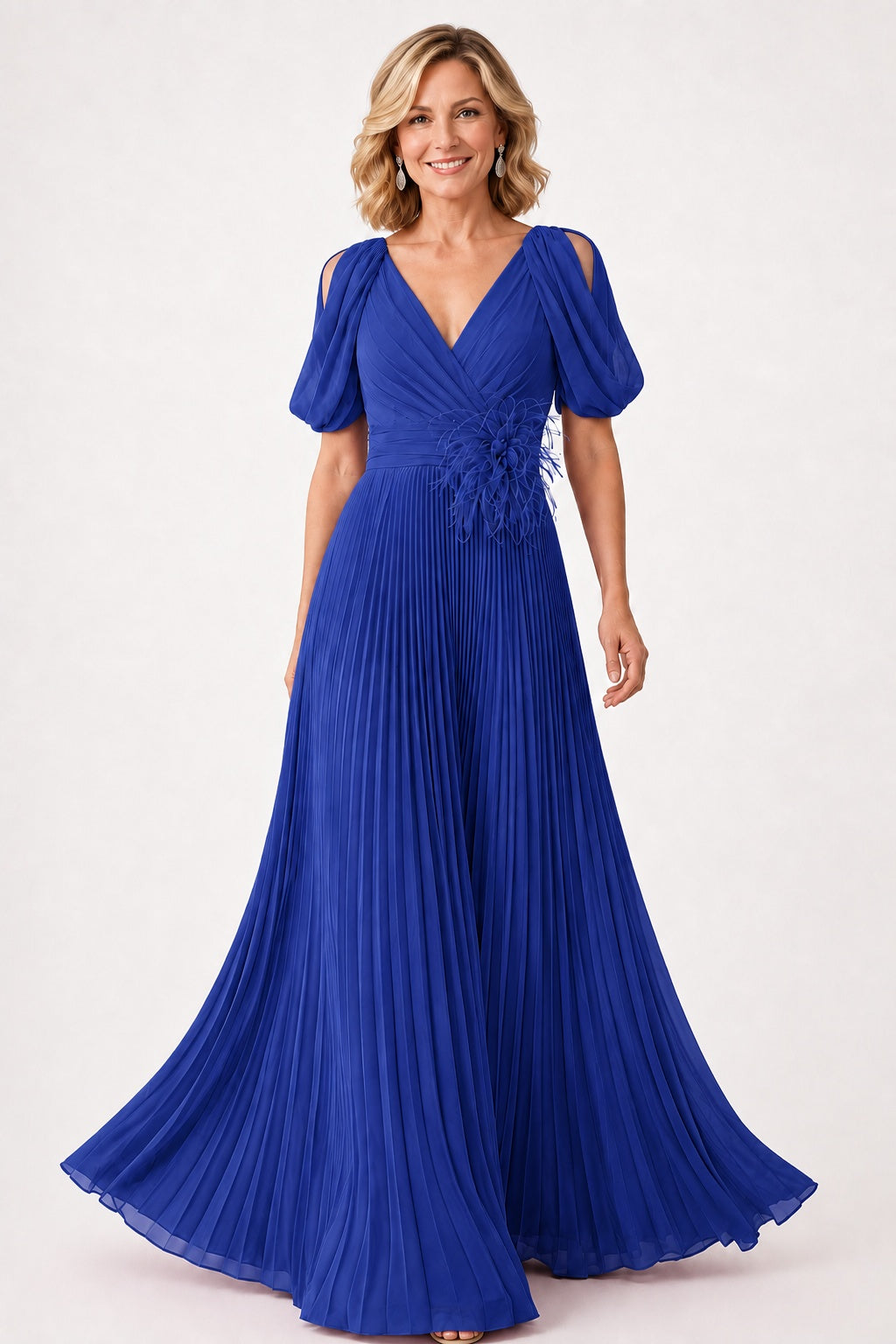 A-Line Floor Length Chiffon Mother of the Bride Dress CM0474