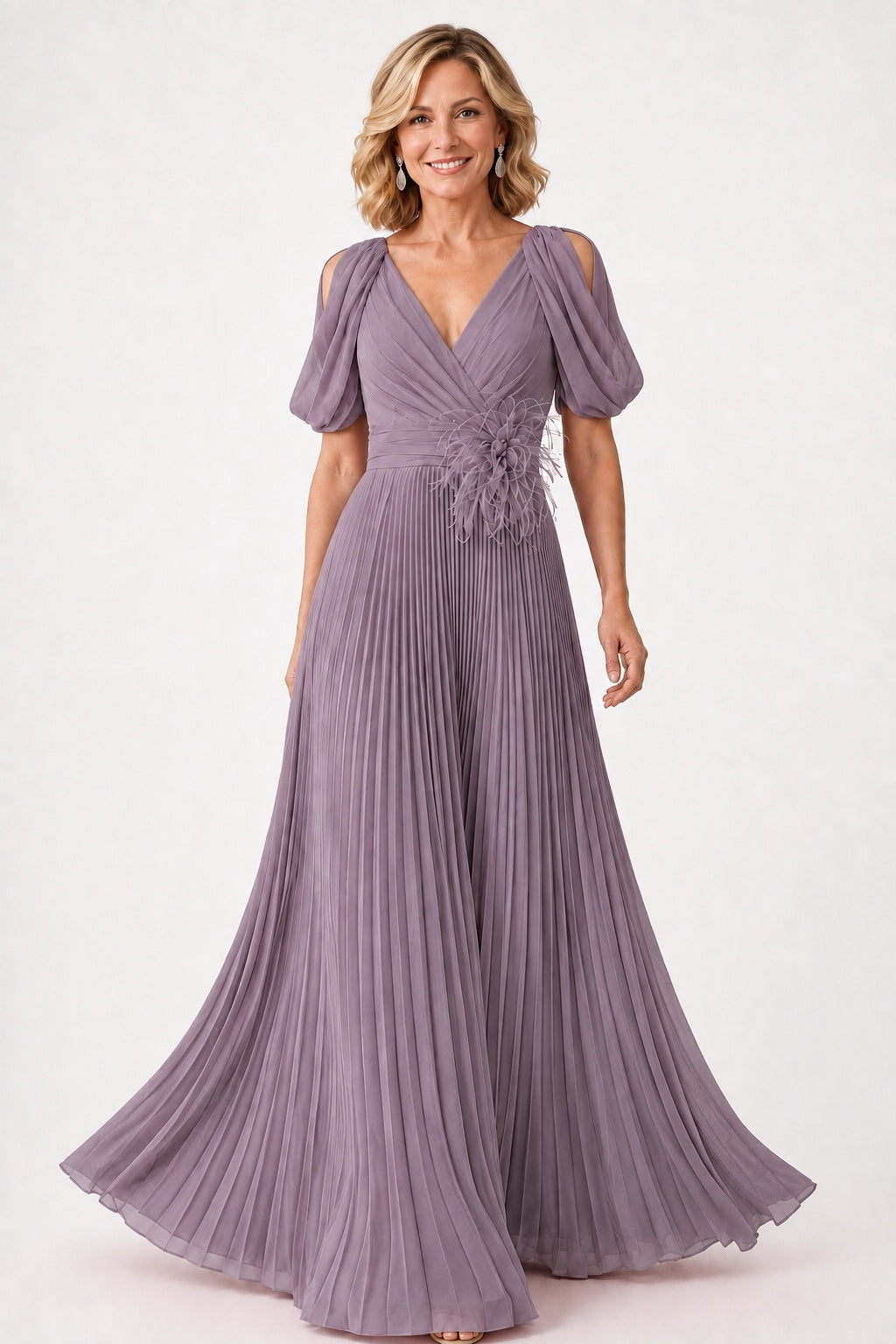 A-Line Floor Length Chiffon Mother of the Bride Dress CM0474