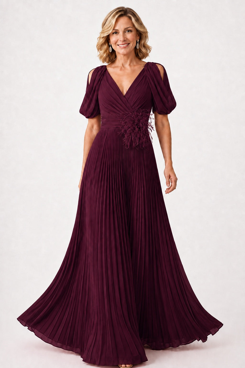 A-Line Floor Length Chiffon Mother of the Bride Dress CM0474