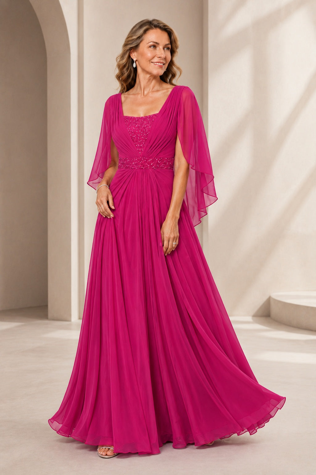 A-Line Floor Length Chiffon Mother of the Bride Dress CM0475