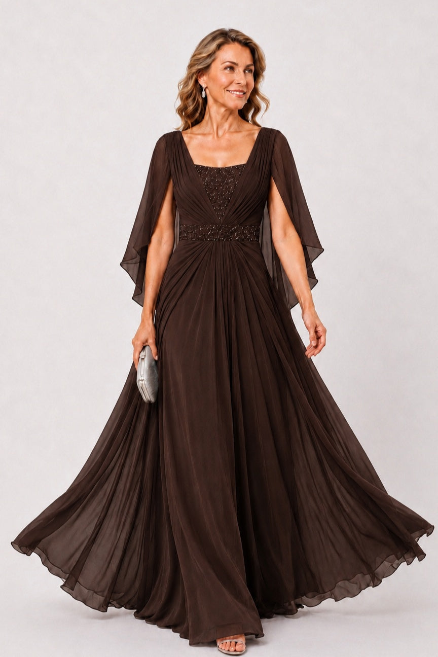 A-Line Floor Length Chiffon Mother of the Bride Dress CM0475