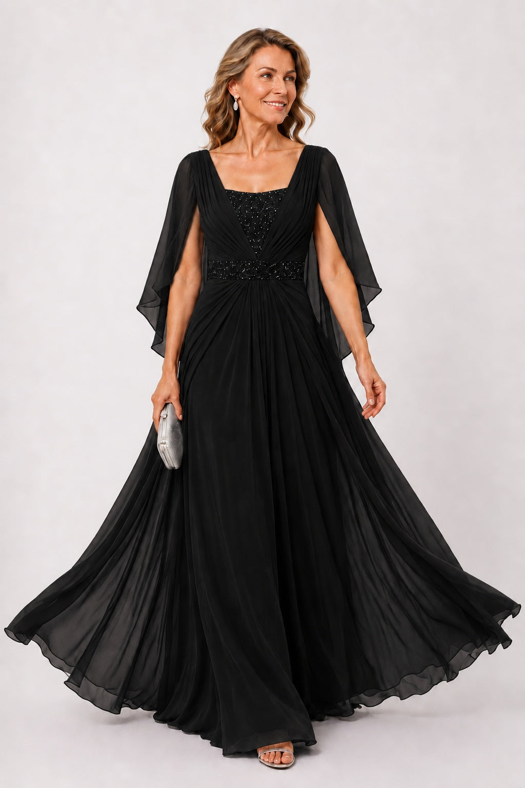 A-Line Floor Length Chiffon Mother of the Bride Dress CM0475