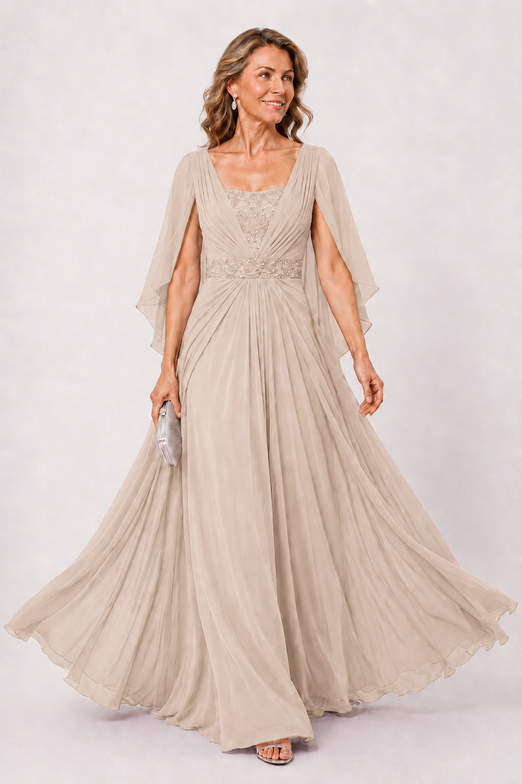 A-Line Floor Length Chiffon Mother of the Bride Dress CM0475