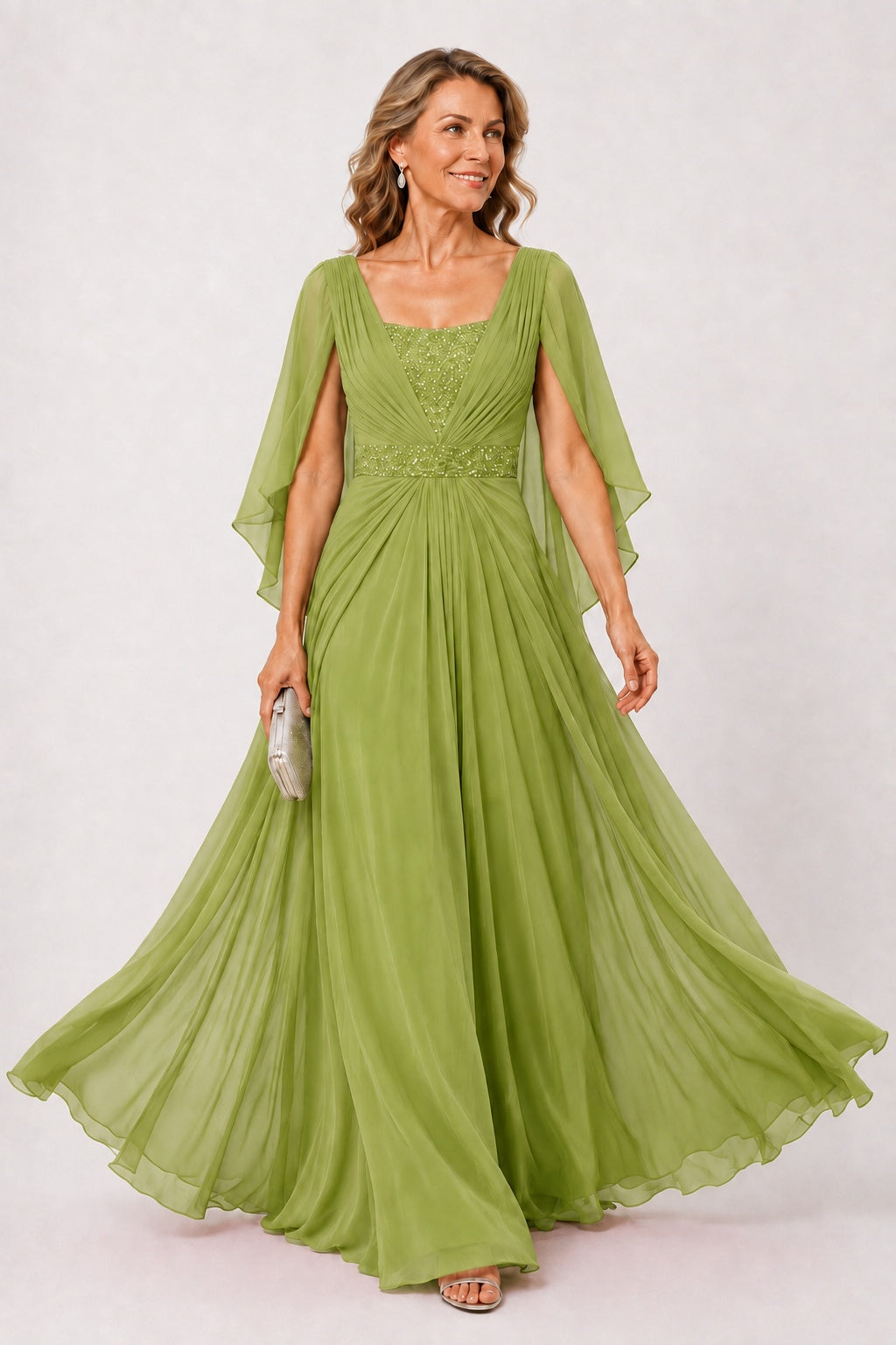 A-Line Floor Length Chiffon Mother of the Bride Dress CM0475