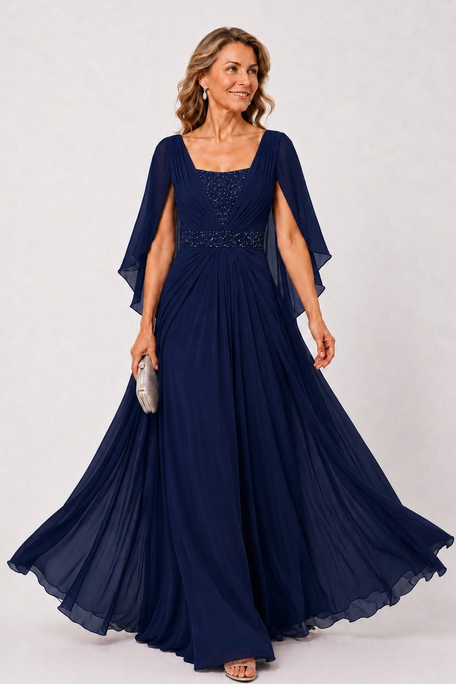 A-Line Floor Length Chiffon Mother of the Bride Dress CM0475
