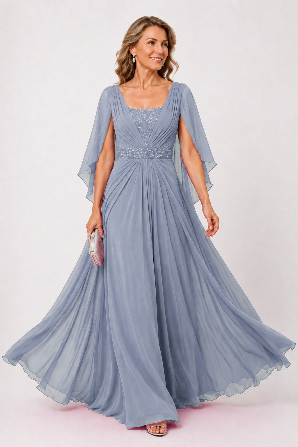 A-Line Floor Length Chiffon Mother of the Bride Dress CM0475