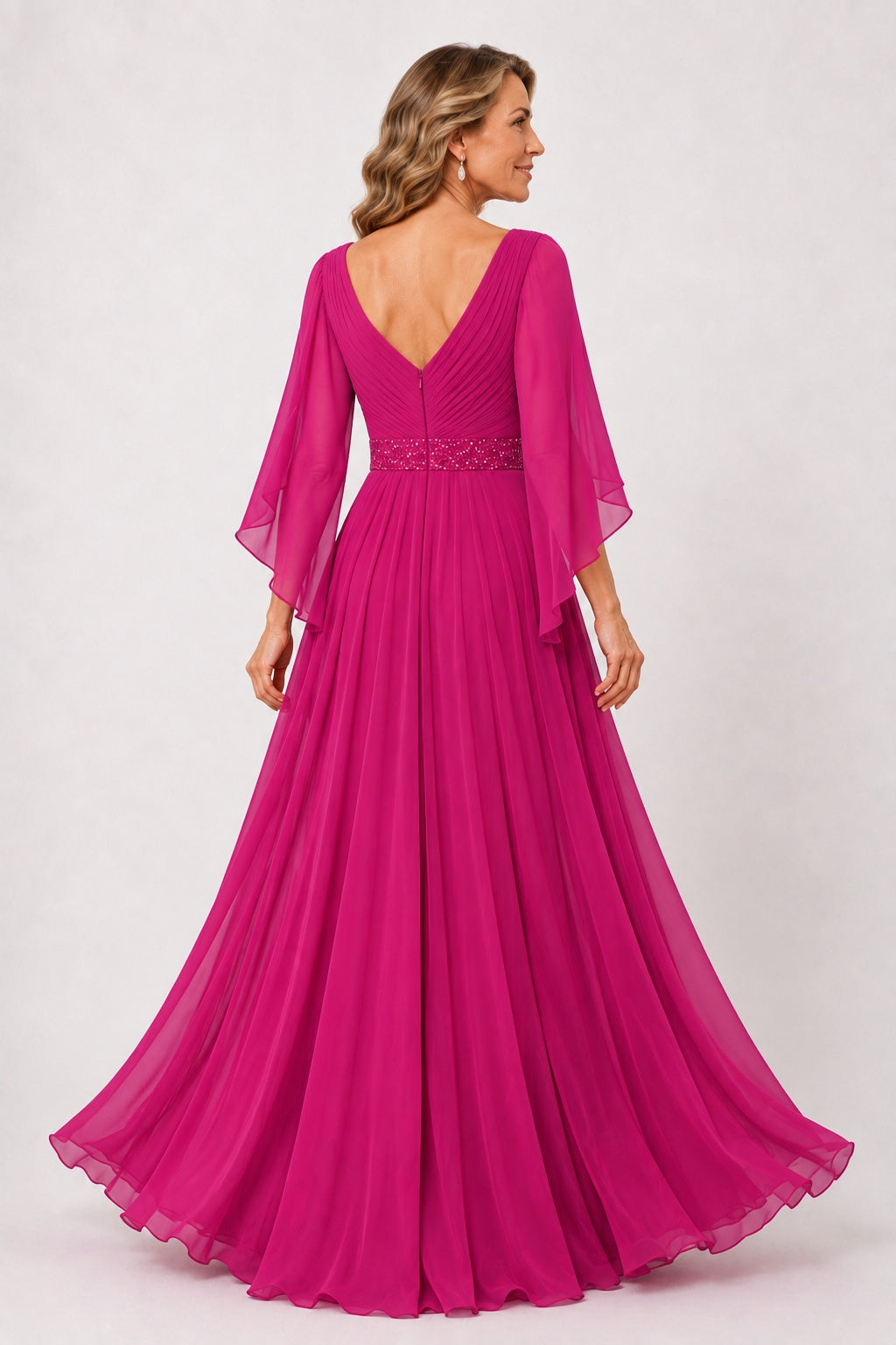 A-Line Floor Length Chiffon Mother of the Bride Dress CM0475
