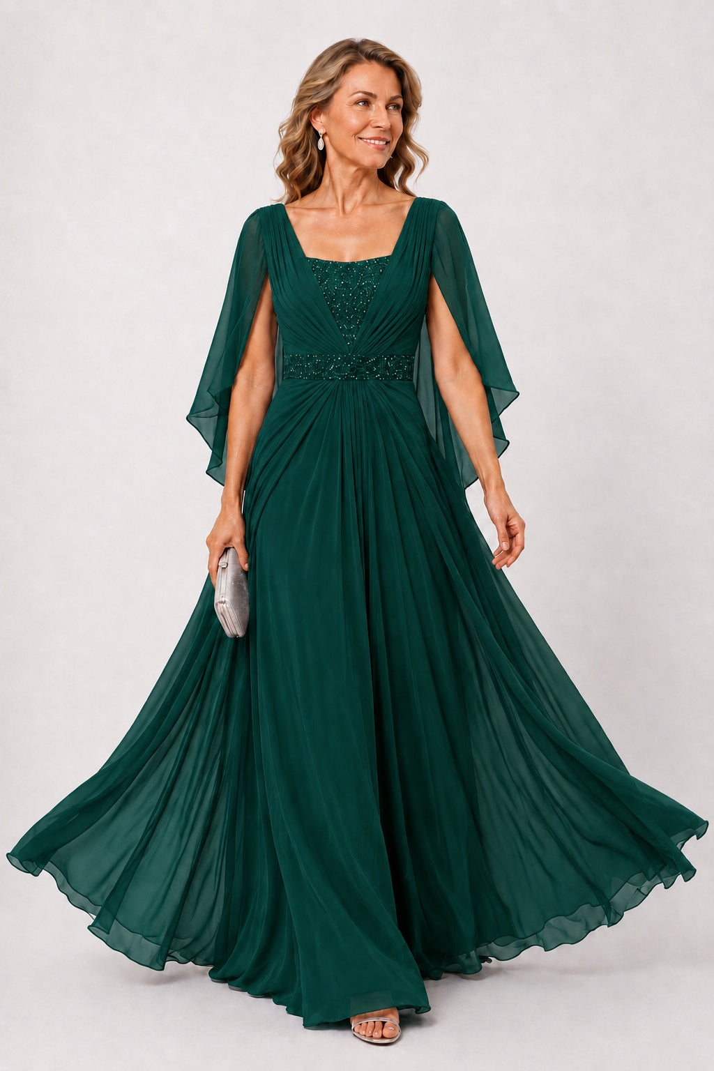 A-Line Floor Length Chiffon Mother of the Bride Dress CM0475