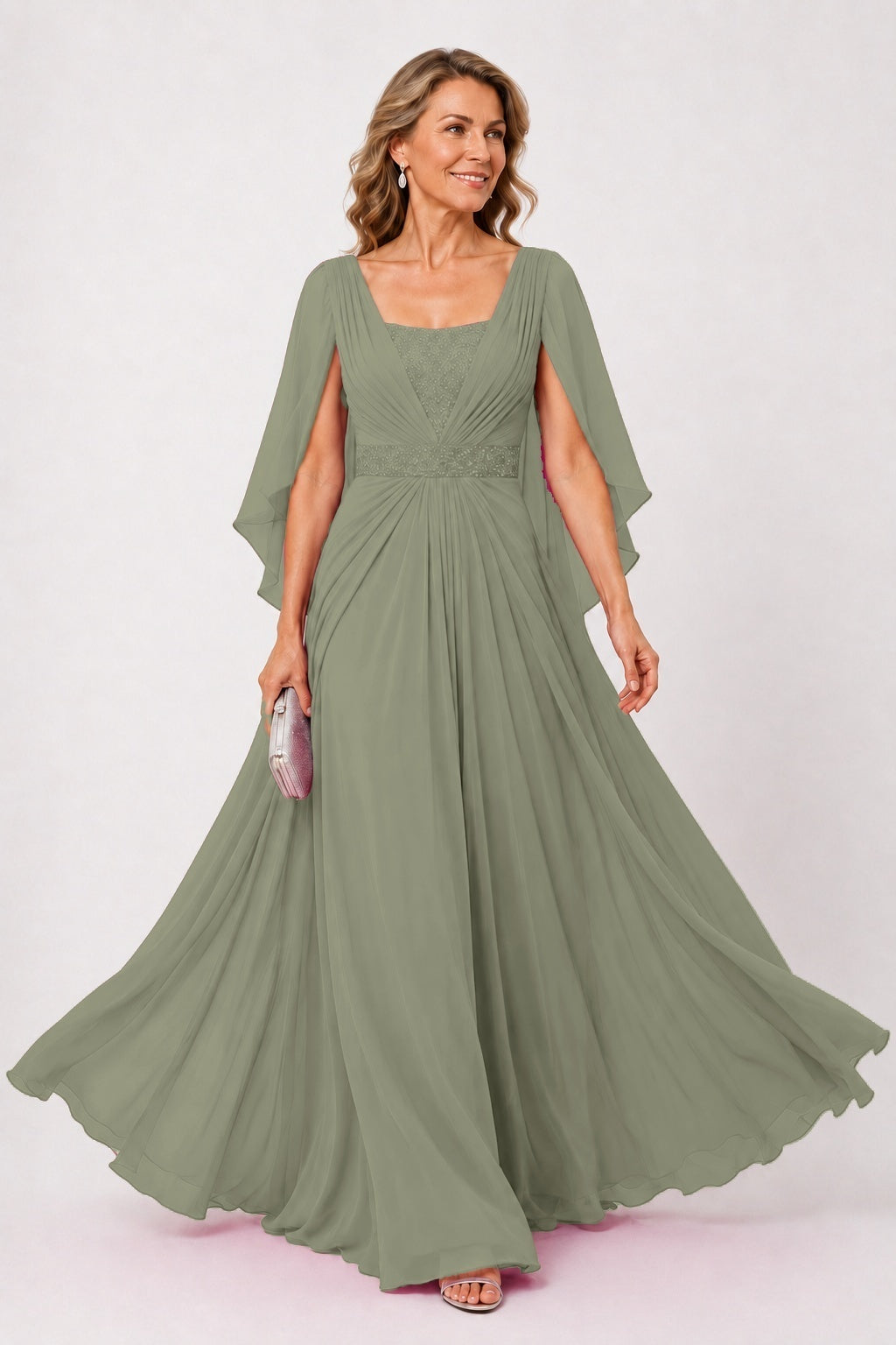 A-Line Floor Length Chiffon Mother of the Bride Dress CM0475