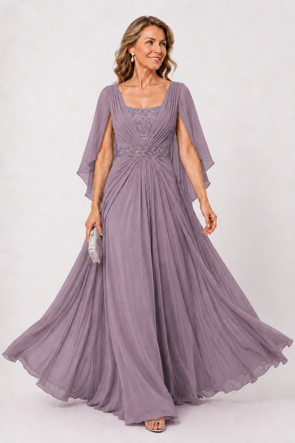 A-Line Floor Length Chiffon Mother of the Bride Dress CM0475
