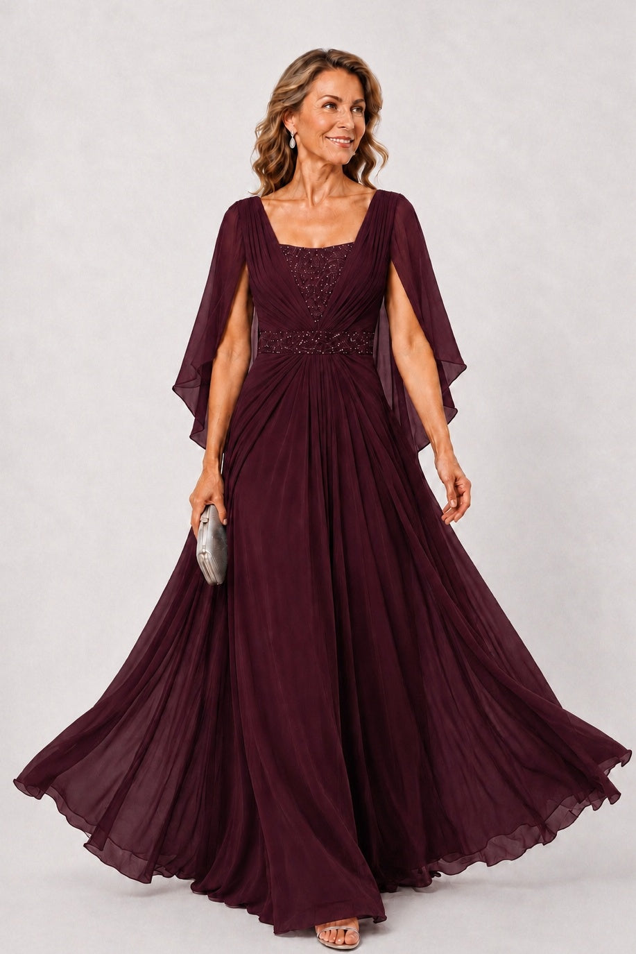 A-Line Floor Length Chiffon Mother of the Bride Dress CM0475