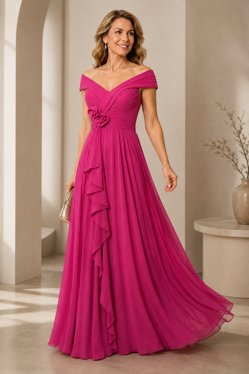 A-Line Floor Length Chiffon Mother of the Bride Dress CM0476
