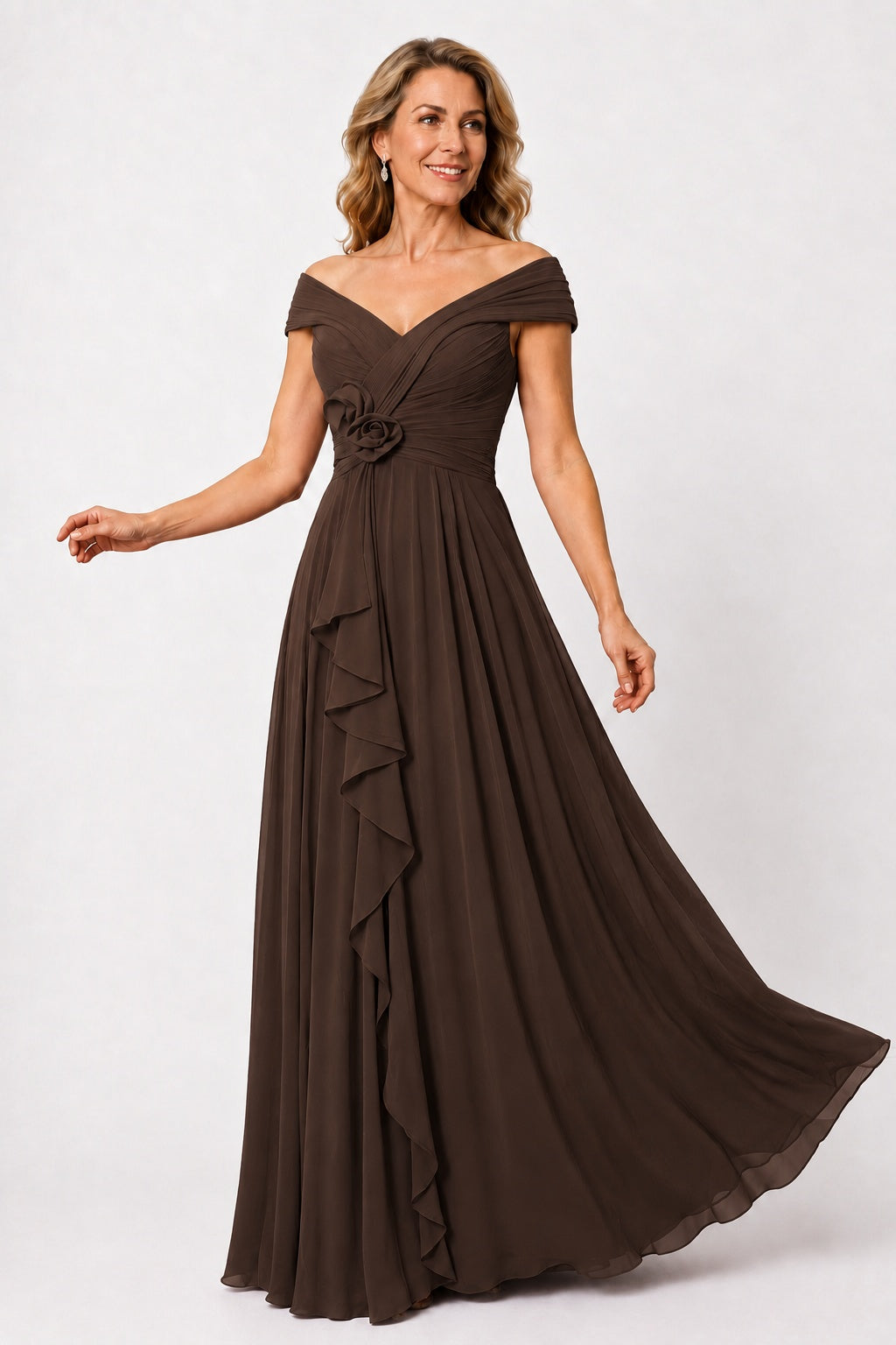 A-Line Floor Length Chiffon Mother of the Bride Dress CM0476