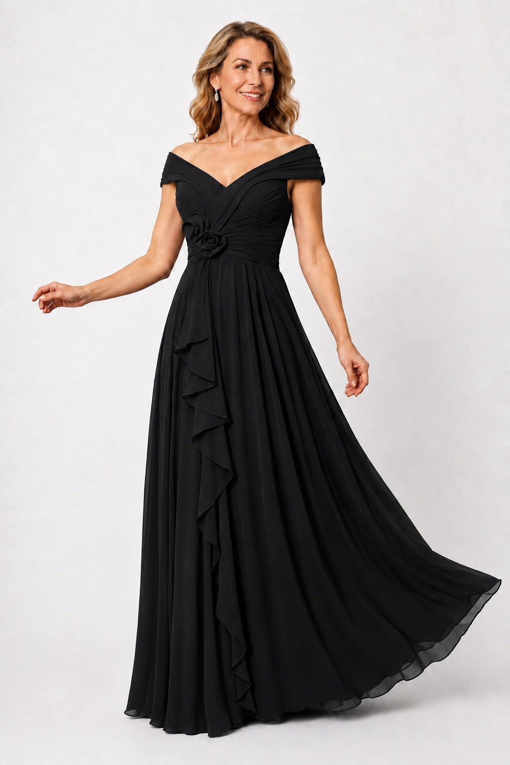 A-Line Floor Length Chiffon Mother of the Bride Dress CM0476