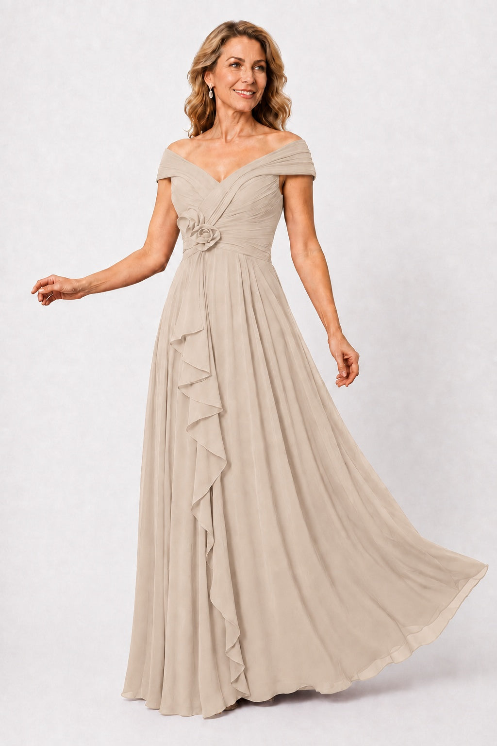 A-Line Floor Length Chiffon Mother of the Bride Dress CM0476