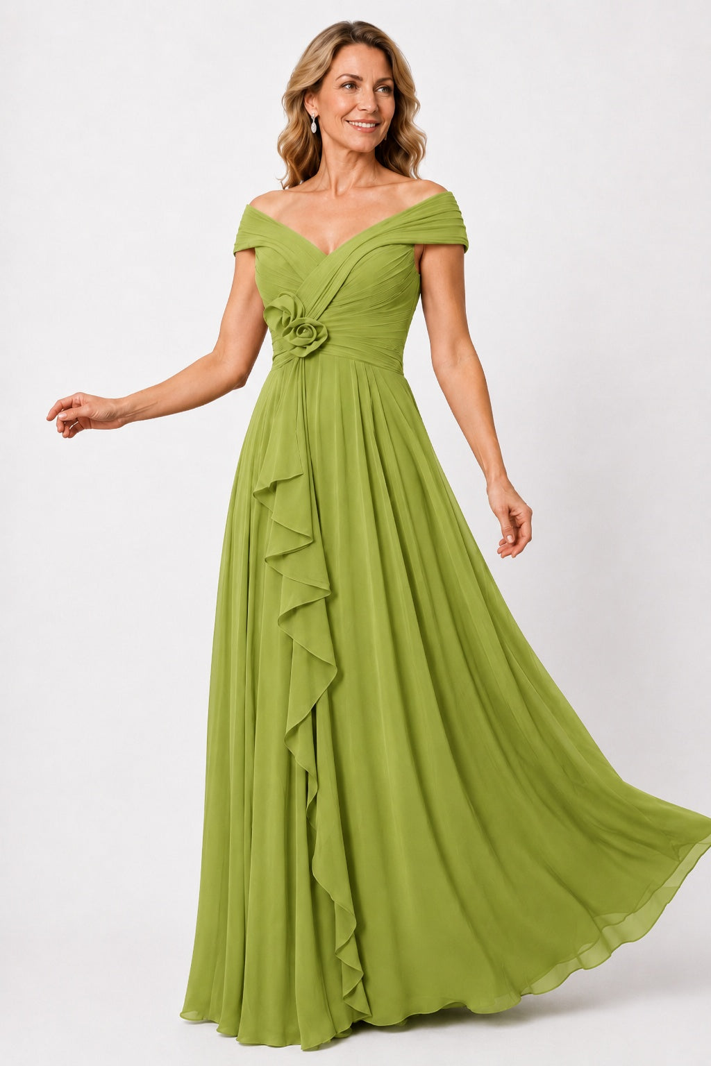 A-Line Floor Length Chiffon Mother of the Bride Dress CM0476
