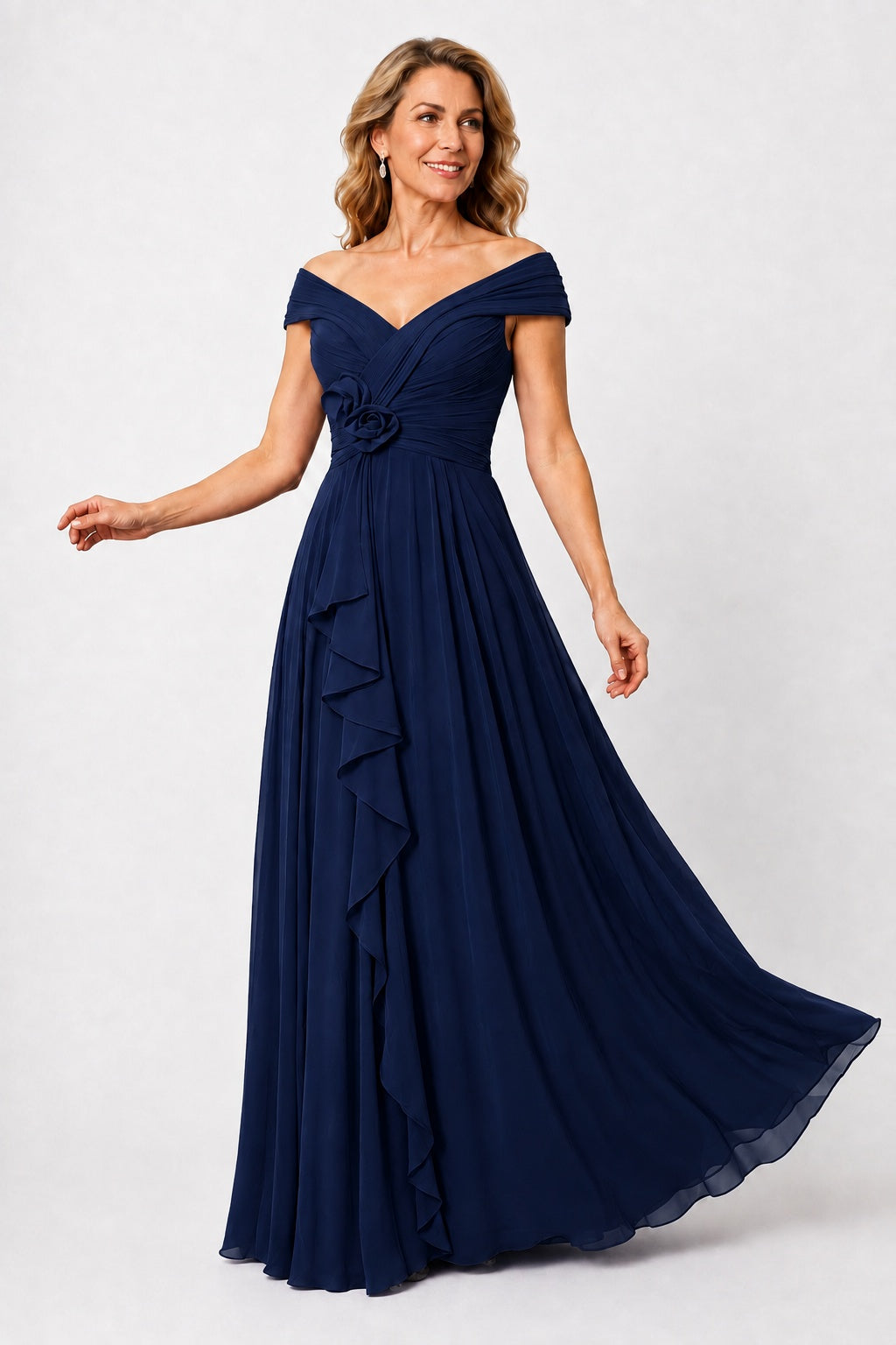 A-Line Floor Length Chiffon Mother of the Bride Dress CM0476